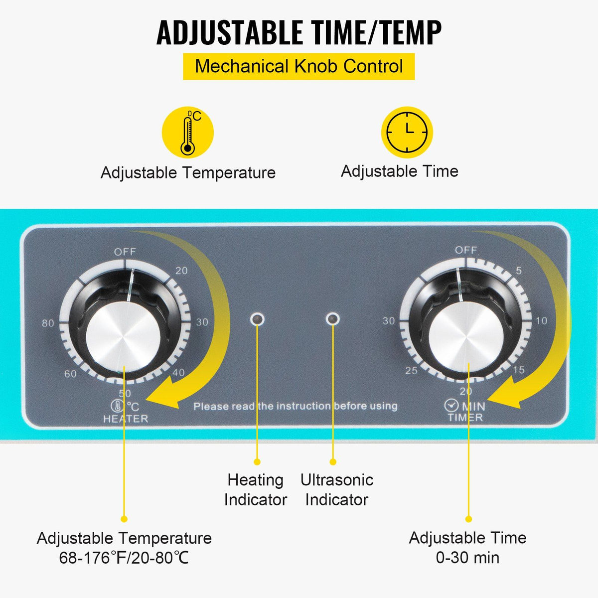 Ultrasonic Vinyl Record Cleaner 6L 40kHz Vinyl Ultrasonic Cleaning Machine Knob Control Record Ultrasonic Cleaner 8 Records Vinyl Sonic Cleaner Stainless Steel Tank with Mechanical Heater & Time