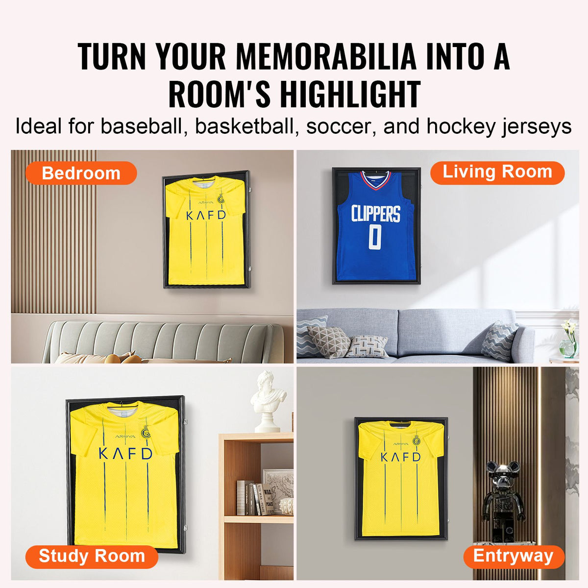 Jersey Display Frame Case, 590 x 790 x 40 mm, Large Lockable Sport Jersey Shadow Box with 98% UV Protection PC Glass and Hangers, for Baseball Basketball Football Hockey Shirt and Uniform