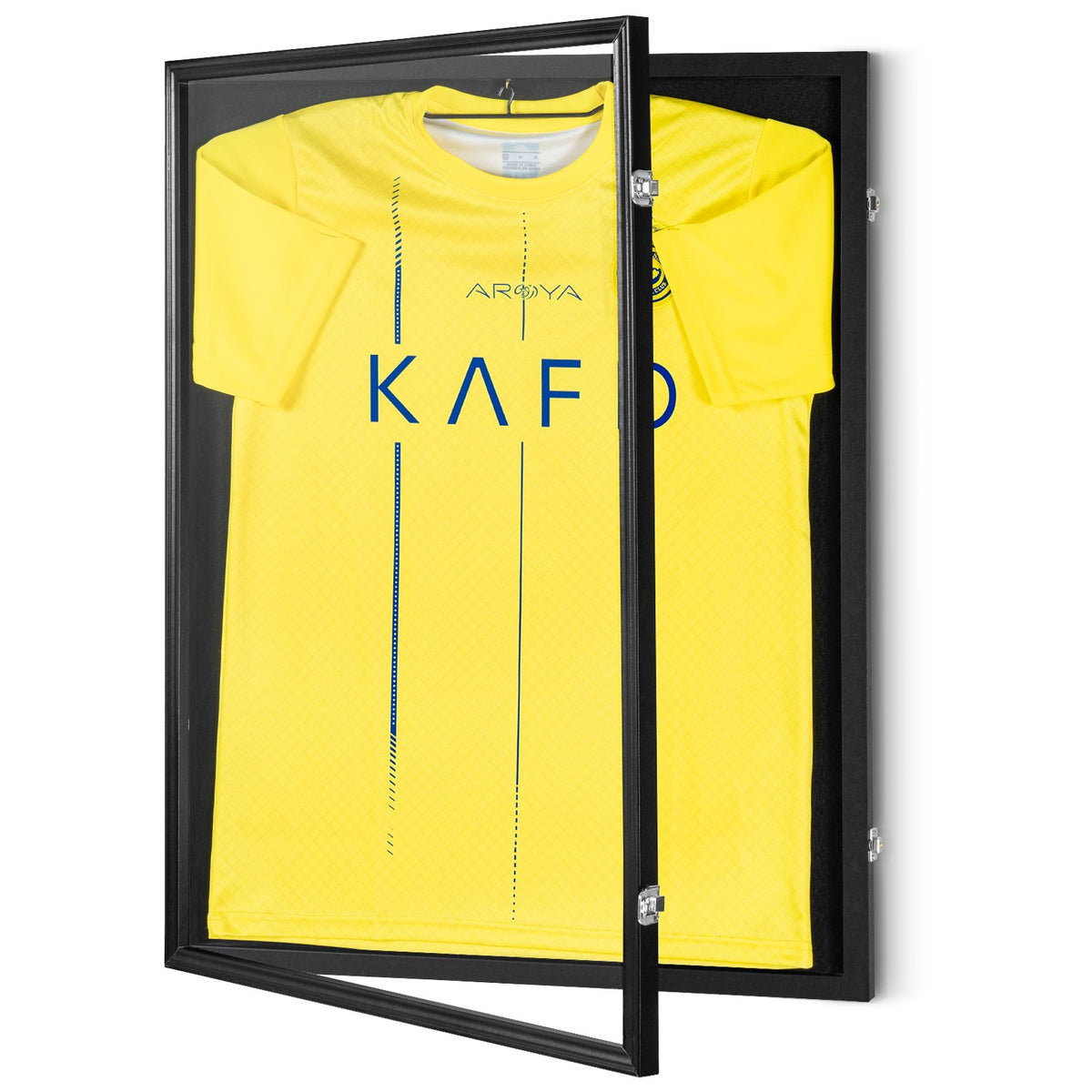 Jersey Display Frame Case, 610 x 812 x 40 mm, Large Lockable Sport Jersey Shadow Box with 98% UV Protection PC Glass and Hangers, for Baseball Basketball Football Hockey Shirt and Uniform, Black