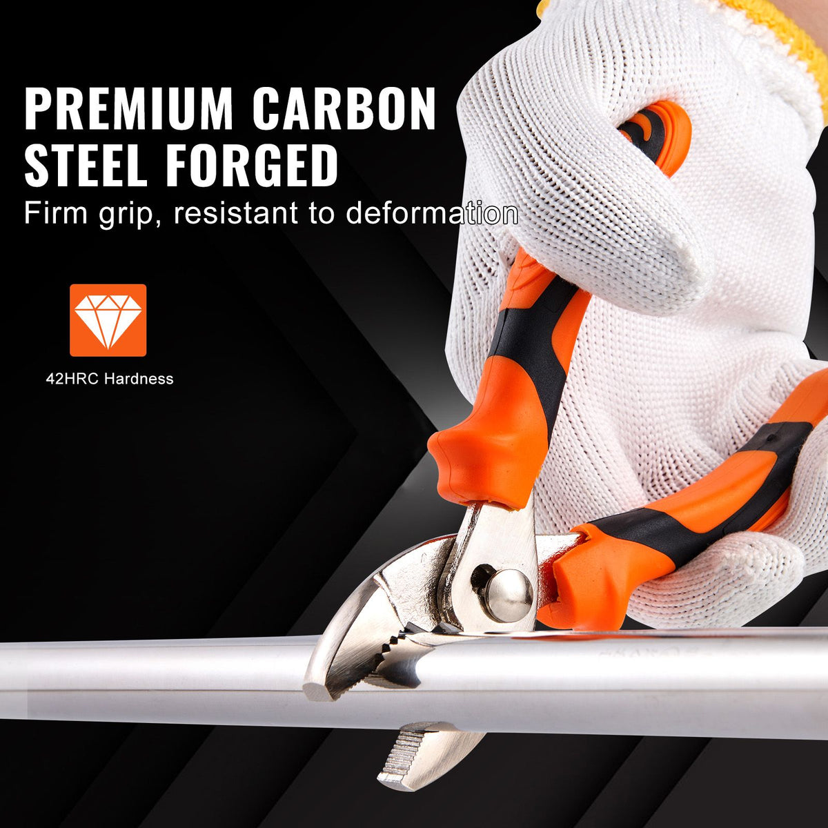 Pliers Set, 8-Piece, High Carbon Steel, 30.5cm/25.4cm/20.3cm Groove Joint Pliers, 20.3cm Linesman's Pliers, 15.2cm Slip Joint Pliers, 20.3cm Long Nose Pliers, 15.2cm Diagonal Cutter, 25.4cm Adjustable Wrench, and Tool Bag