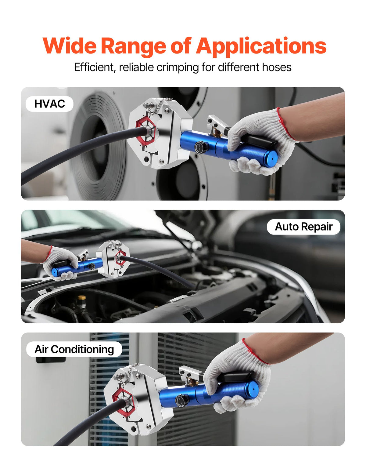 Hydraulic Hose Crimper, Hydra-Krimp AC Hose Crimper Kit with 7 Dies Snap-On, Integral Manual Hydraulic A/C Hoses Crimping Tool for Automotive & Air Conditioning Repair - with Carrying Case