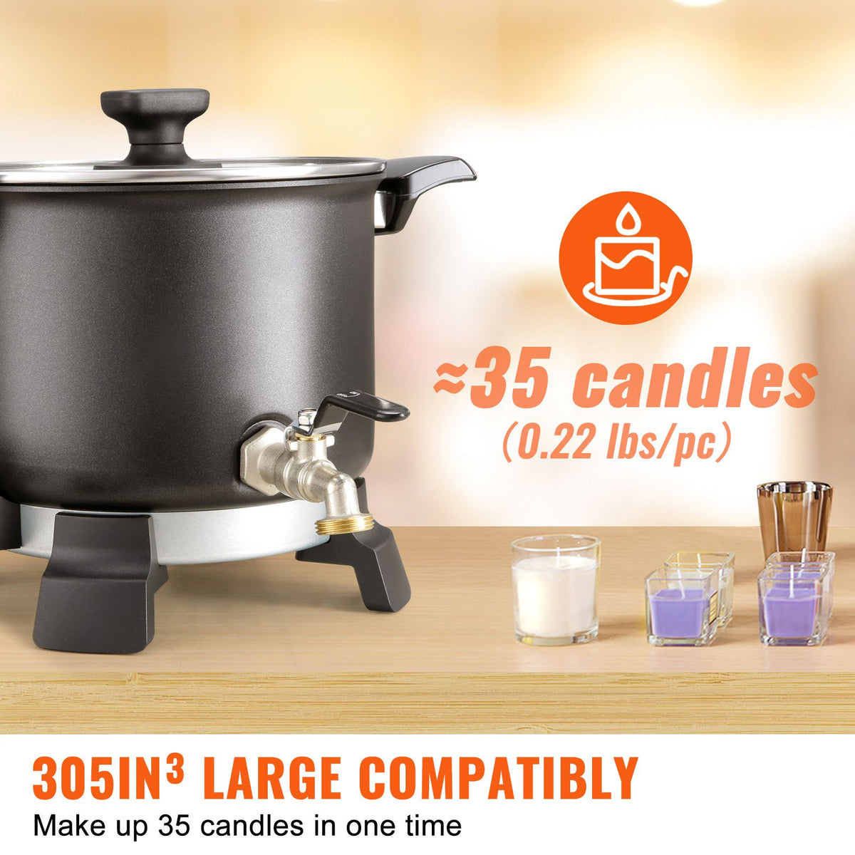Wax Melter for Candle Making, 5 Liter Large Electric Wax Melting Pot Easy Pour Spout, 4-level Temperature Control, Easy Clean for Candle Soap Cream Beauty Bulk Production Business or Home