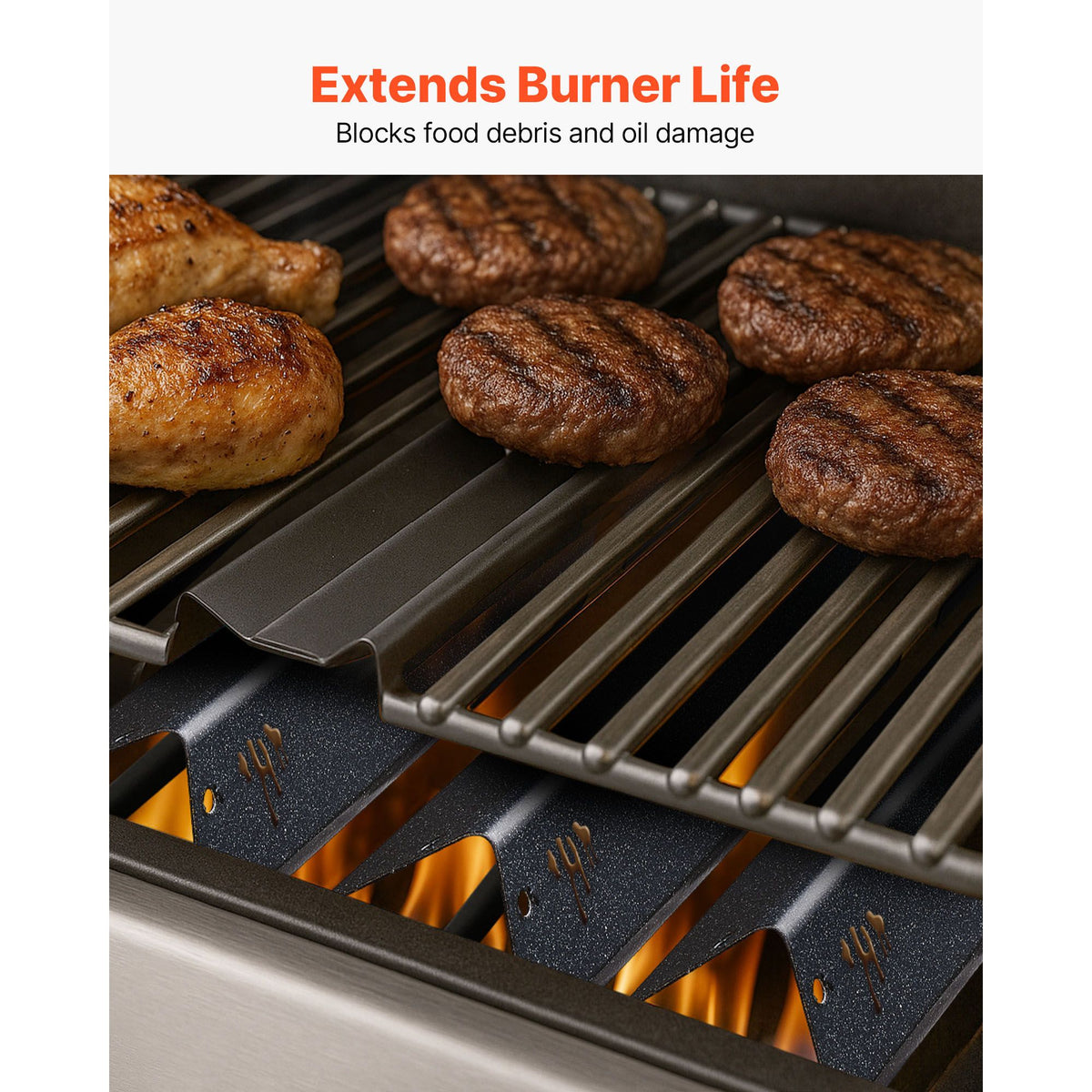 Flavorizer Bars, 44cm Grill Replacement Part, for Weber Genesis ll 310 315 335 340, E/S 325s, ES/SX 325s, E/S 335, EX/SX/EPX-335 Grills, Porcelain-enameled Steel Thicker Heat Plate, 5 Pack