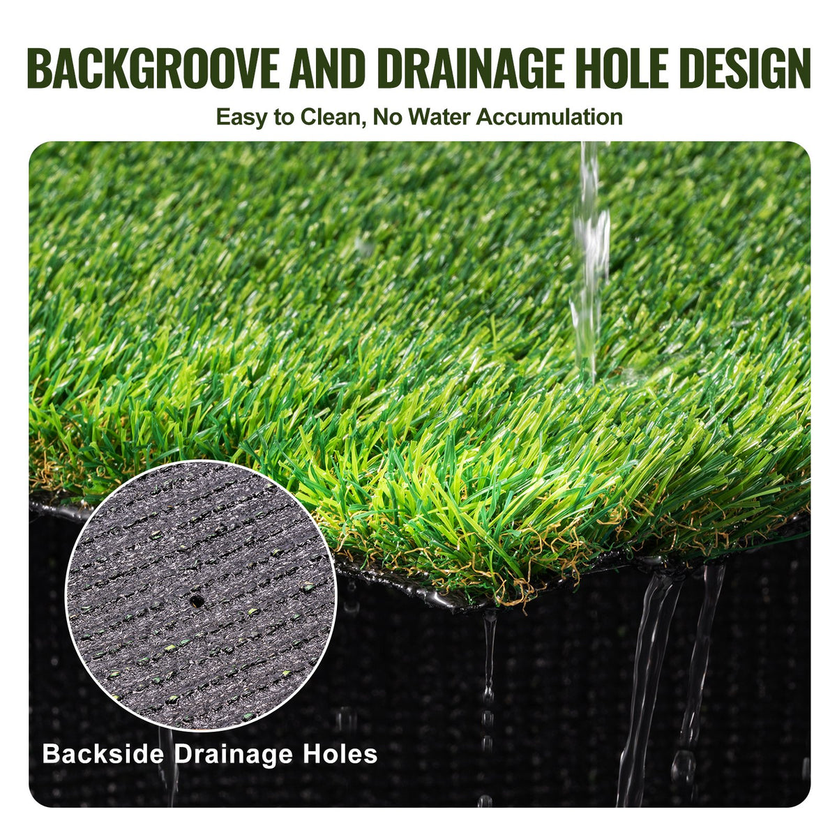 Artifical Grass, 3 x 5 ft Rug Green Turf, 1.38" Fake Door Mat Outdoor Patio Lawn Decoration, Easy to Clean with Drainage Holes, Perfect For Multi-Purpose Home Indoor Entryway Scraper Dog Mats