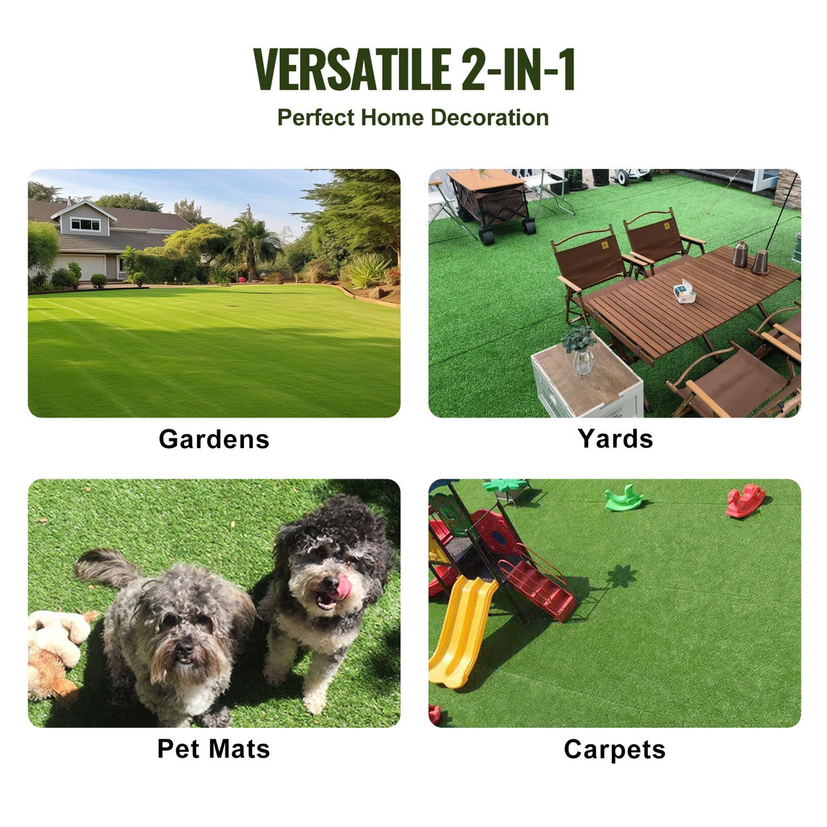 Artifical Grass, 3 x 5 ft Rug Green Turf, 1.38" Fake Door Mat Outdoor Patio Lawn Decoration, Easy to Clean with Drainage Holes, Perfect For Multi-Purpose Home Indoor Entryway Scraper Dog Mats