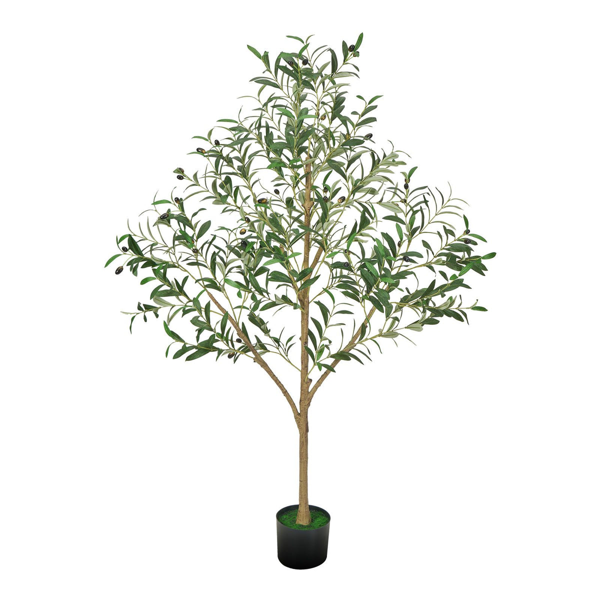 150cm Artificial Olive Tree with Black Pot, Tall Fake Tree with Natural Wood Trunk & Realistic Green Leaves and Fruits, Indoor Faux Plant for Home, Office, Living Room, Corner Decor