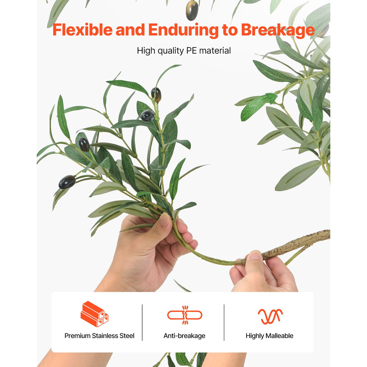 150cm Artificial Olive Tree with Black Pot, Tall Fake Tree with Natural Wood Trunk & Realistic Green Leaves and Fruits, Indoor Faux Plant for Home, Office, Living Room, Corner Decor