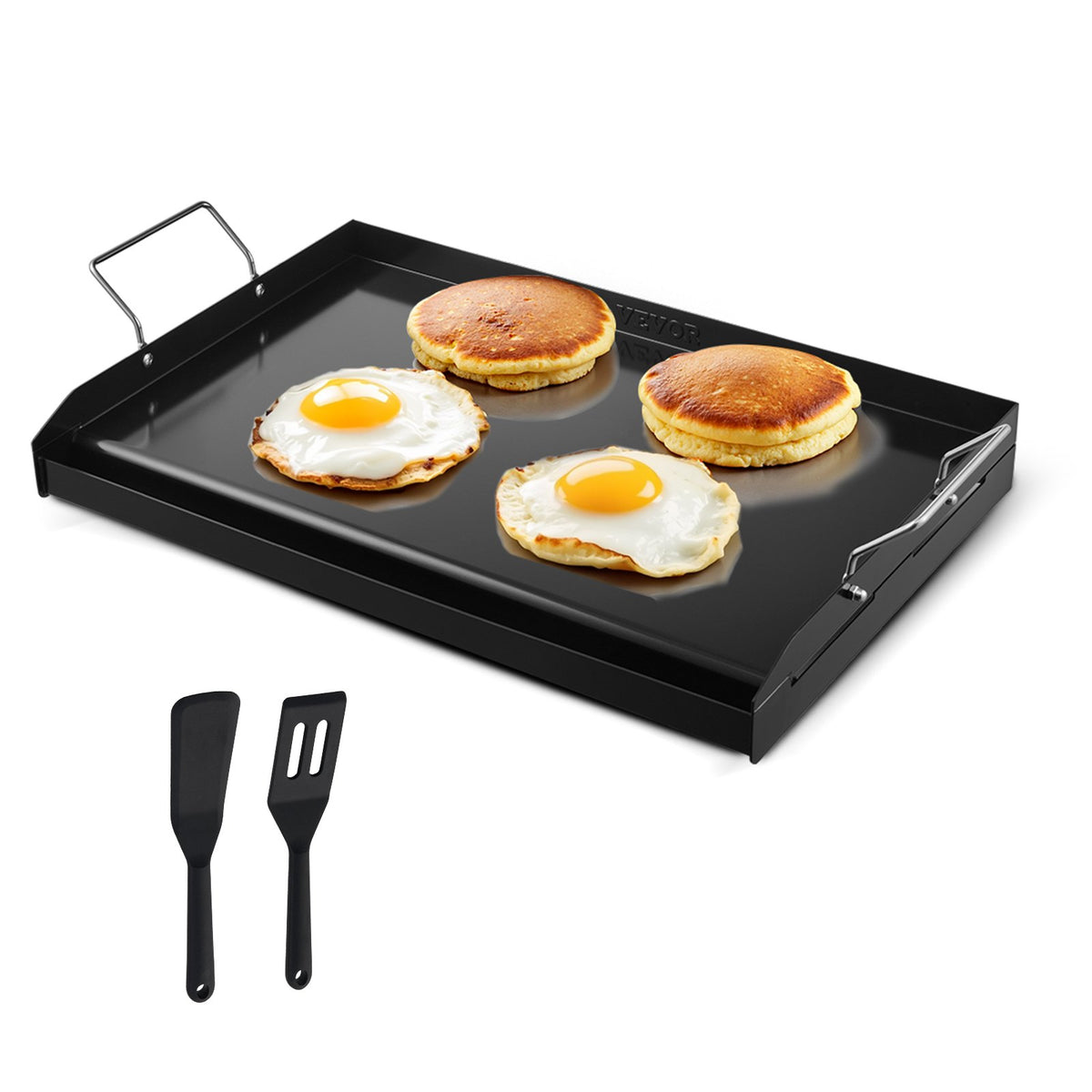 Carbon Steel Griddle, 24x16 inch Universal Flat Top Rectangular Plate, Gas Grill Griddle for BBQ Grill, Teppanyaki, Portable Family Cookware with Handle, for Camping Tailgating Party