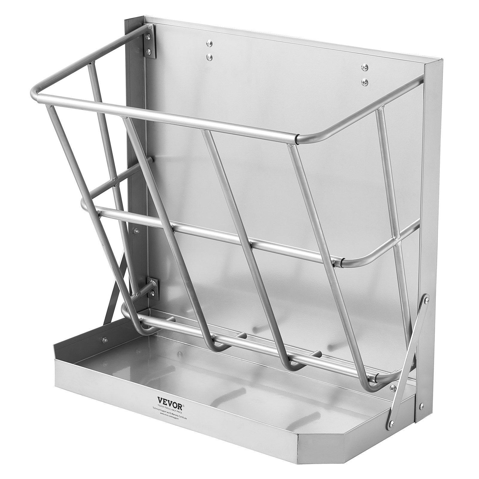 Goat Hay Feeder, 21 Gallons Large Capacity, 2 in 1 Hay and Grain Feeder, Wall Mounted Livestock Feeder with Feed Tray, Multiple Sided Goat Hay Rack, Sturdy Steel Hay Rack for Sheep Horses