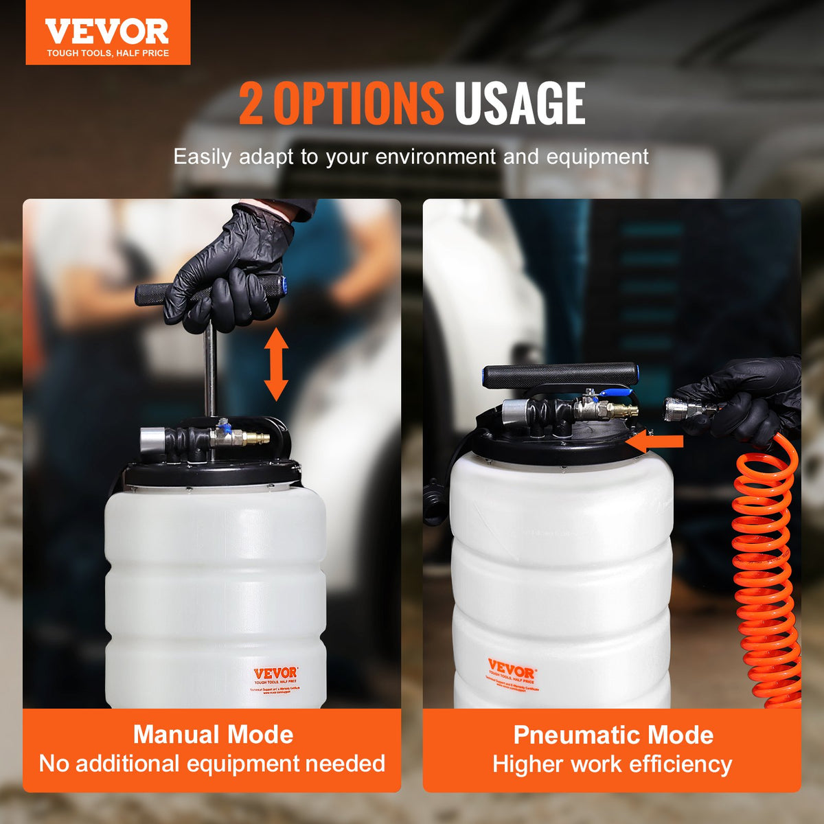 Fluid Extractor, 15 Liters Capacity, Pneumatic/Manual Oil Changer Vacuum Fluid Extractor with Dipstick and Liquid Suction Hose, Oil Extractor Change Pump for Automotive Fluids Vacuum Evacuation