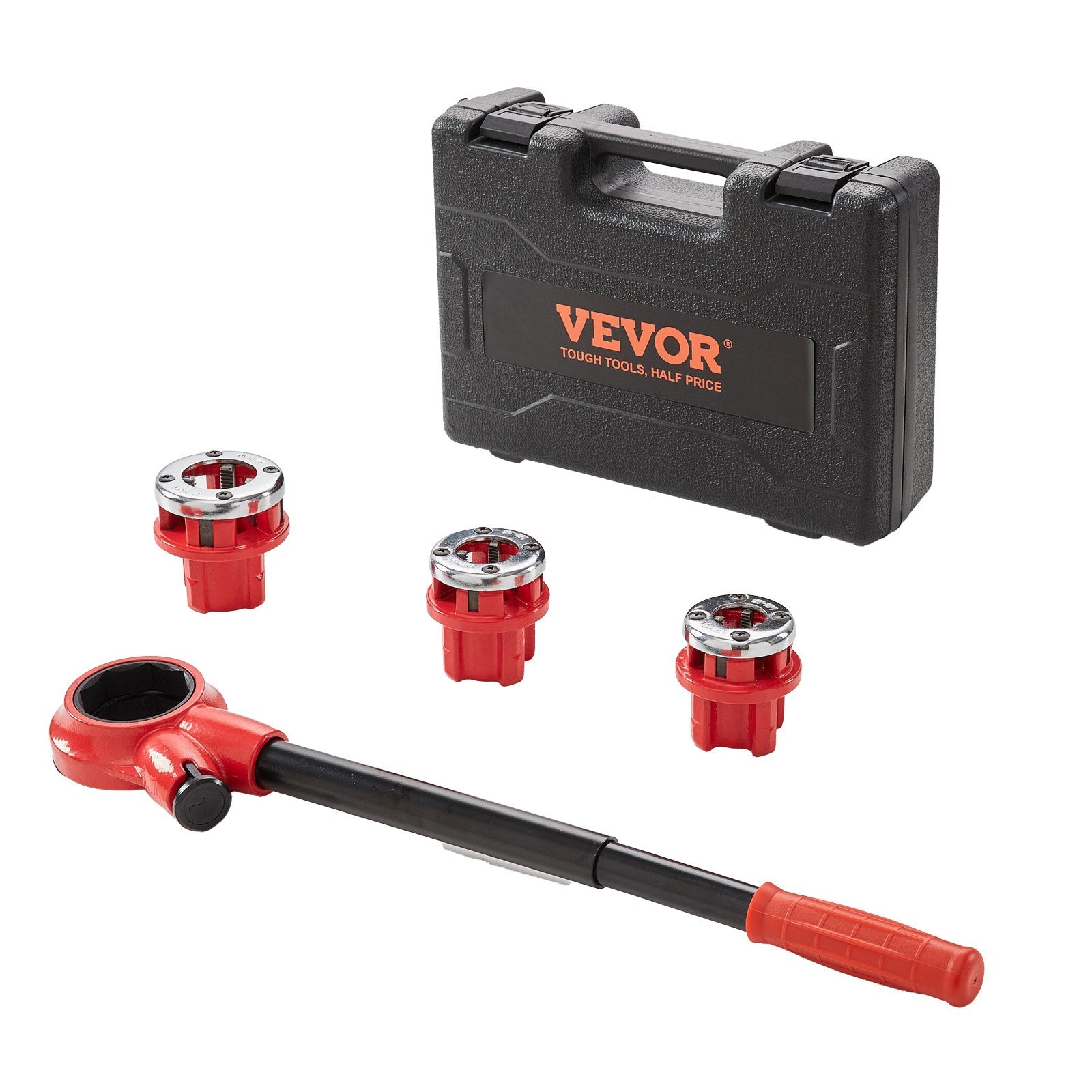 Ratchet Pipe Threader Kit, 1/2" NPT, 3/4" NPT, 1" NPT Manual Ratcheting Pipe Threader, Portable Pipe Threading Tool Set with 3PCS NPT Dies, Storage Case for Galvanized Aluminum Iron Copper Pipes