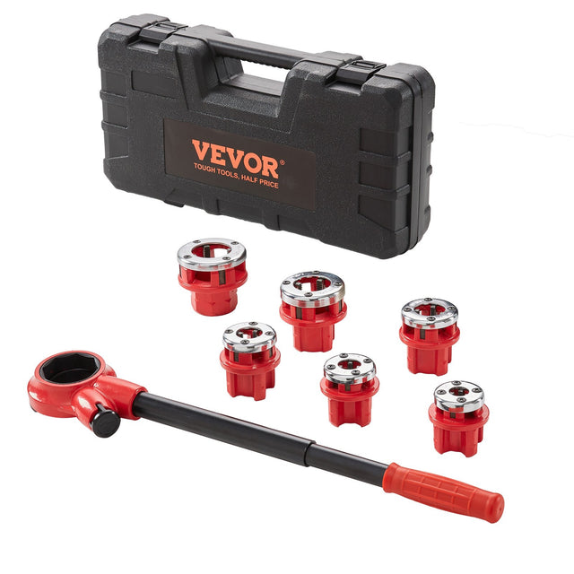 1/4-1 1/4in NPT Ratchet Pipe Threader Kit 6 Dies Case