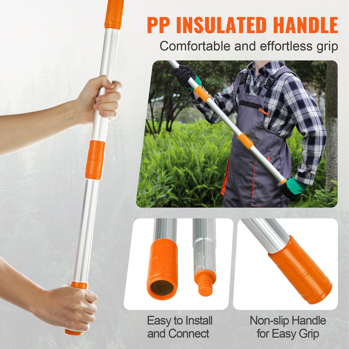 Manual Pole Saw Extendable Tree Pruner 1.4 m-3 m Aluminum Alloy Pole