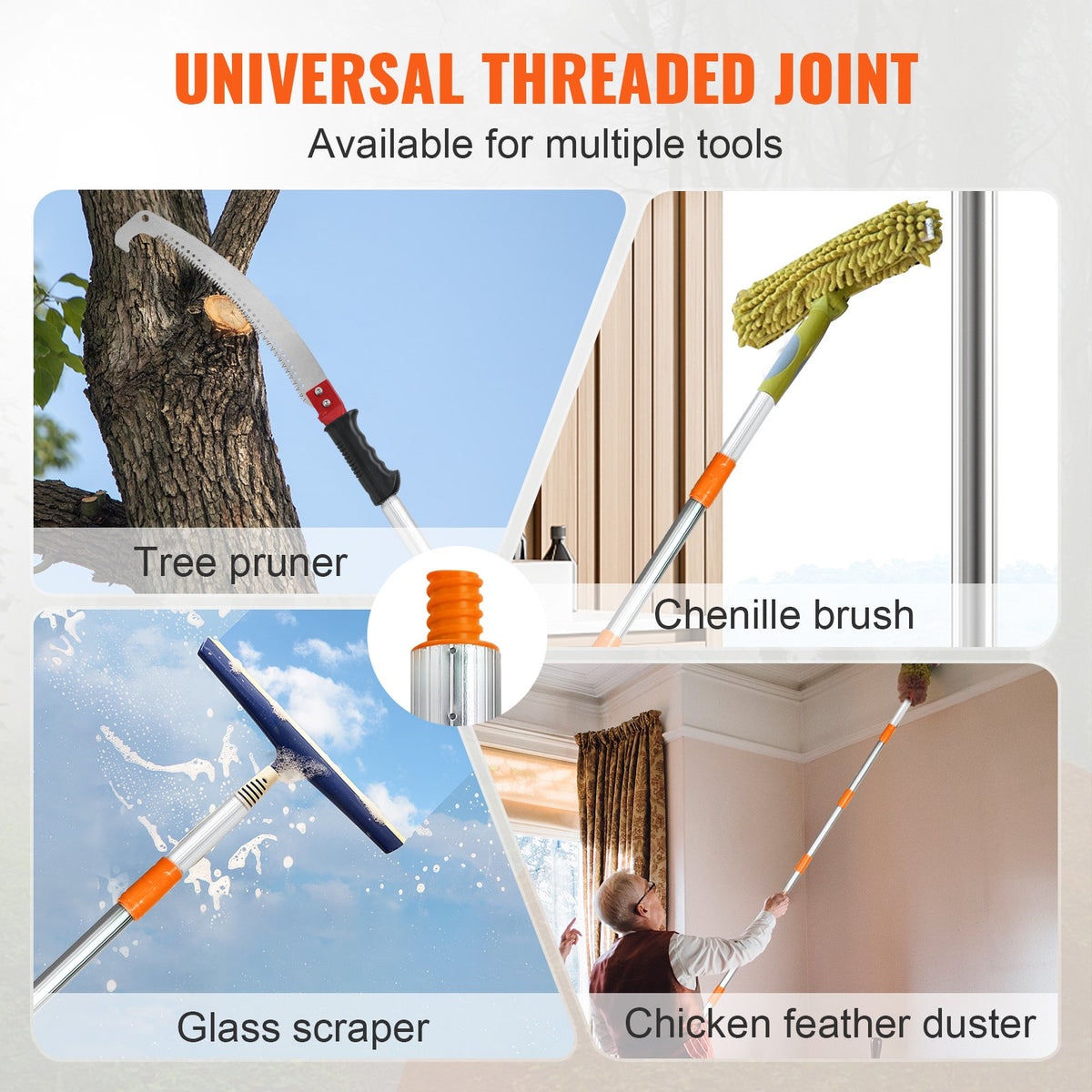 Manual Pole Saw Extendable Tree Pruner 1.4 m-3 m Aluminum Alloy Pole