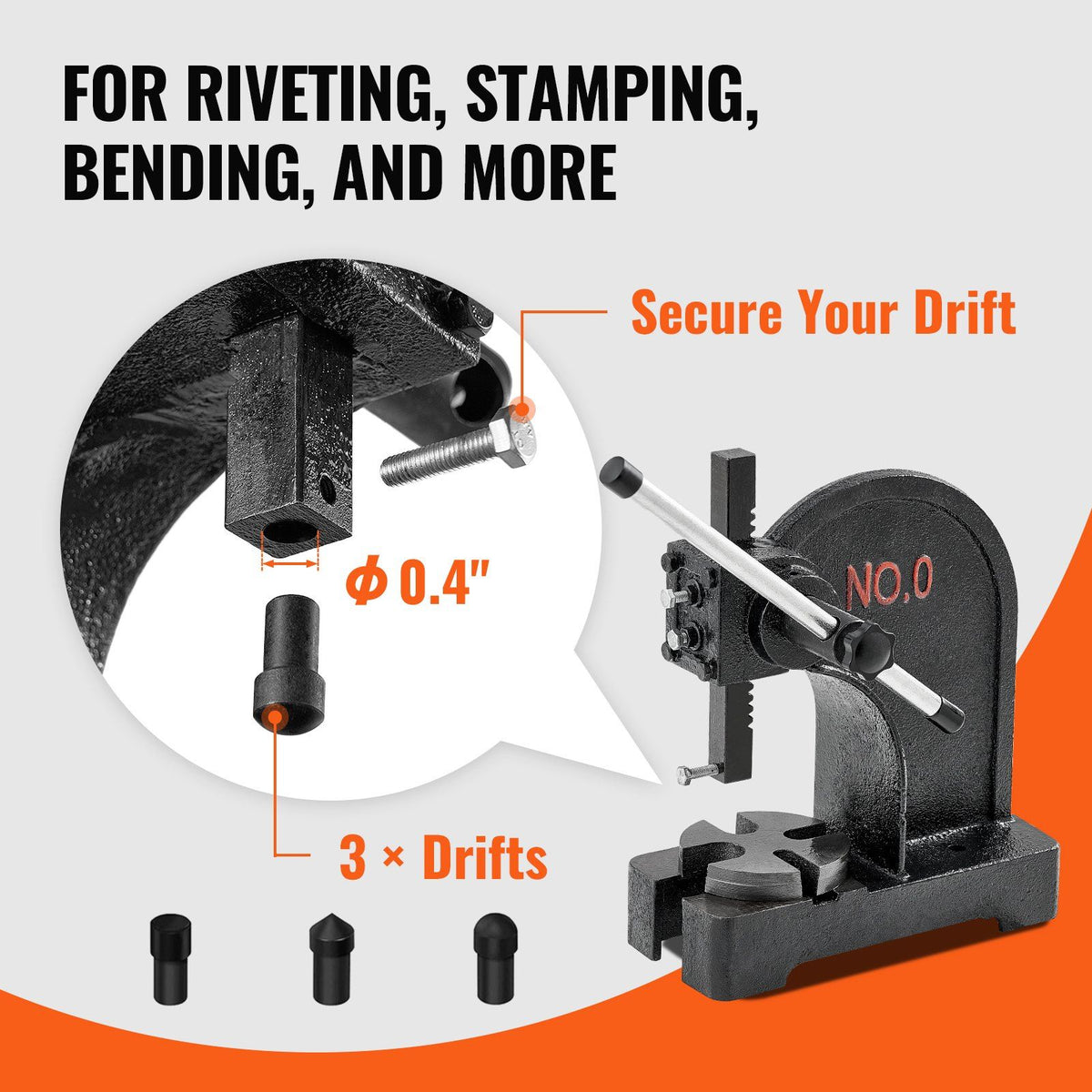 Arbor Press, 0.5 Ton Manual Arbor Press, 11.68" Maximum Height, Cast Iron Heavy-duty Manual Desktop Arbor Press, Precision Hand Press for Stamping, Bending, Stretching, Forming