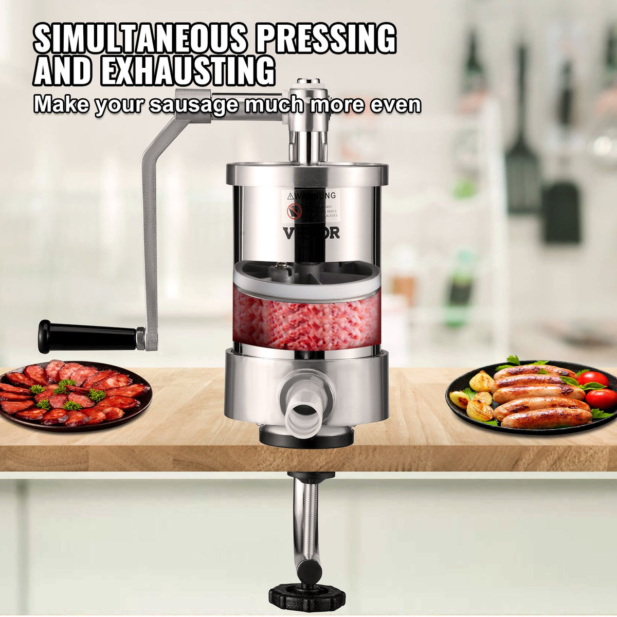 Sausage Stuffer 2.5LBS/1.5L Capacity Homemade Sausage Maker Stainless Steel