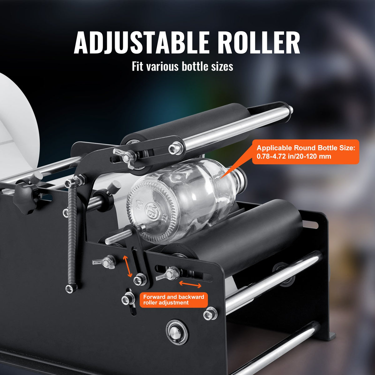 Manual Round Labeling Machine, 15-20pcs/min, Bottle Label Applicator for Round Bottles, Adjustable Manual Round Bottle Labeler Suitable for Round Bottle Diameter 20-120 mm (with Pressing Bar)
