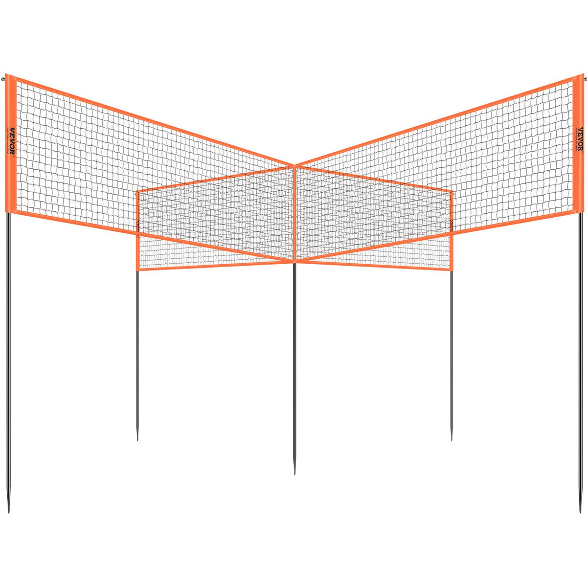 4-Way Volleyball Net, Adjustable Height Badminton Net Set for Backyard Beach Lawn, Outdoor Portable Volleyball Net with Carrying Bag, 4 Square Quick Assemble Game Set For Kids And Adults