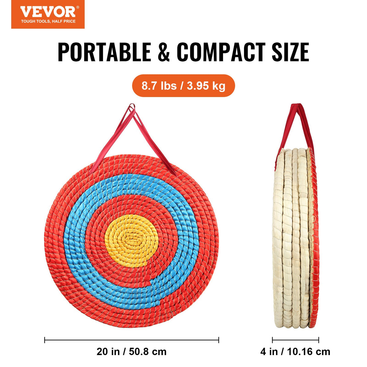 Archery Target, 5 Layers 20" Arrow Target, Traditional Solid Straw Round Archery Target Shooting Bow, Hand-Made Arrows Target, Coloured Rope Target for Backyard Outdoor Hunting Shooting Practice