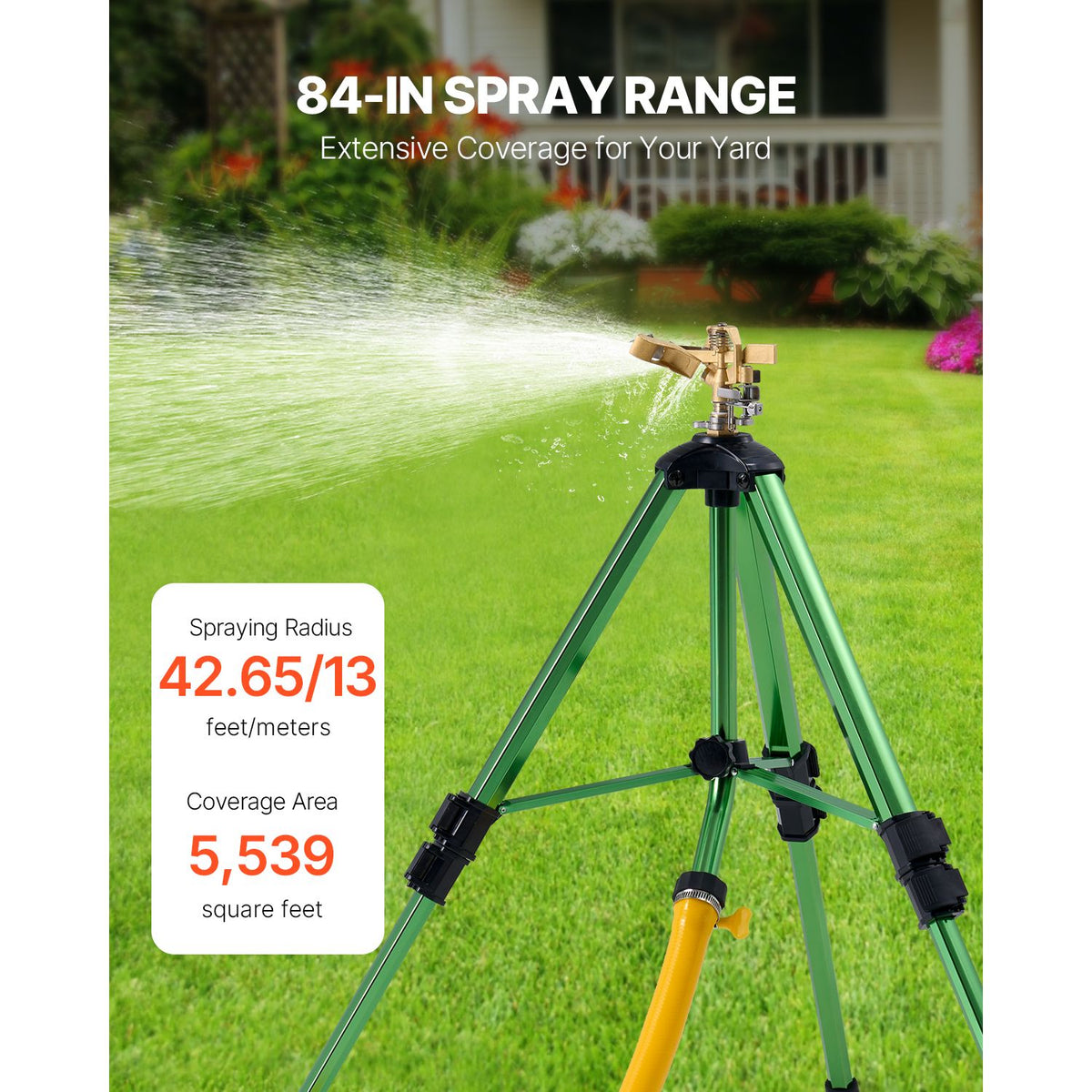Impact Sprinkler on Tripod Base, 2 Packs, Heavy Duty Tripod Sprinklers with Brass Head & G3/4" Connector, 360 Degree Large Area Irrigation Sprinkler, Adjustable Heights Sprinkler for Yard