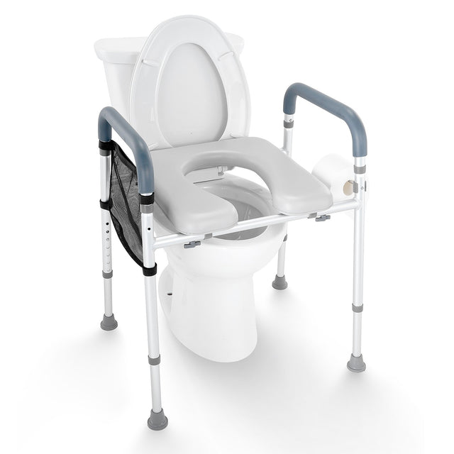 Raised Toilet Seat 7-Position 655-805mm Padded Aluminum Frame 158.7kg