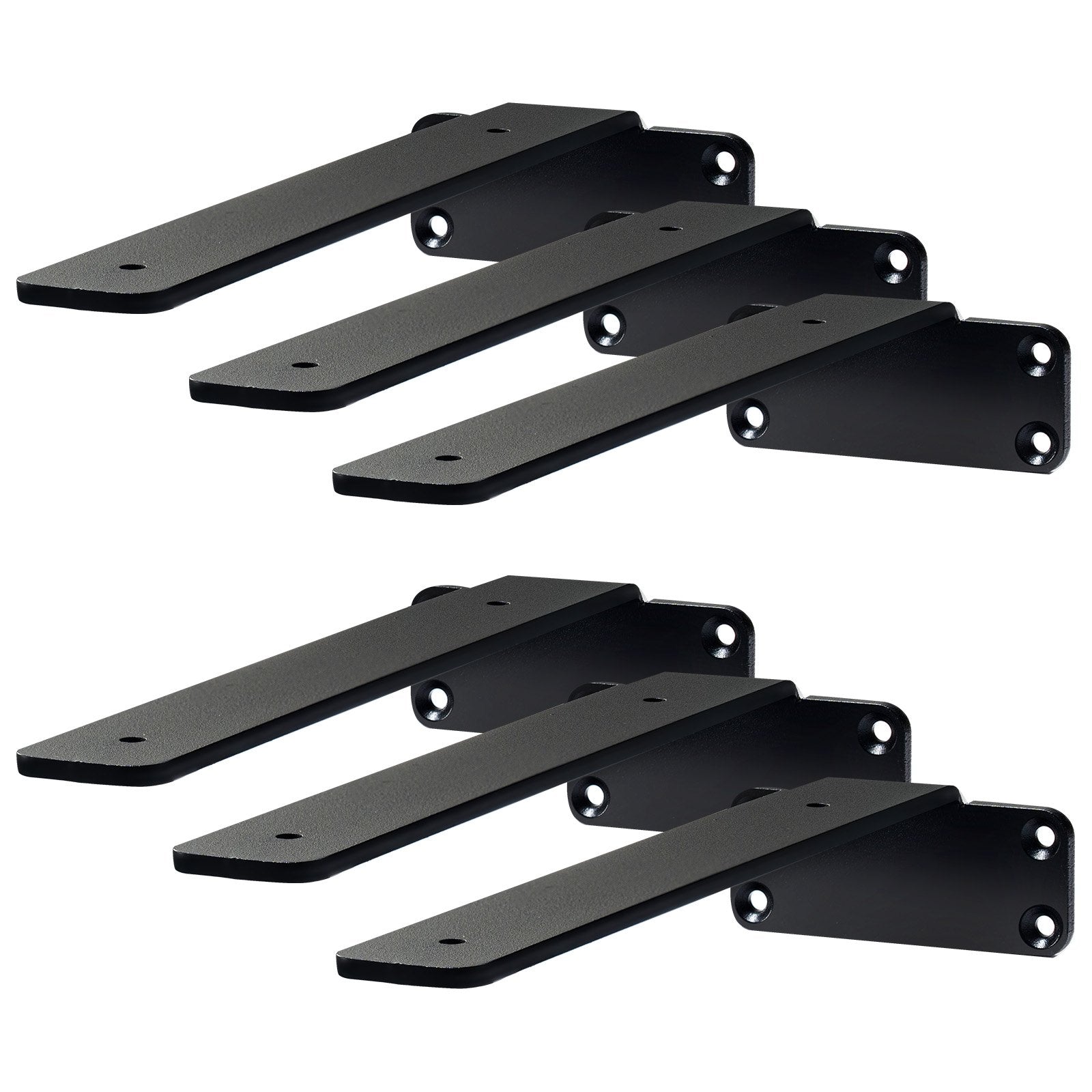 Shelf Bracket, 31cmL x 10cmW x 4.5cmH 6 Pcs, Heavy Duty Floating Shelf Brackets, Brackets for Shelves, 5mm Thick Matte Black L Shelf Bracket,Steel Shelving Brackets with 72.6 kg Load Capacity