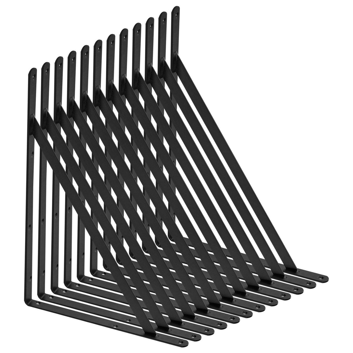 Shelf Bracket, 46 x 30.5 cm 12 Pcs, Heavy Duty Floating Shelf Brackets, Brackets for Shelves, 3mm Thick Matte Black Triangle Shelf Bracket,Steel Shelving Brackets with 72.6 kg Load Capacity