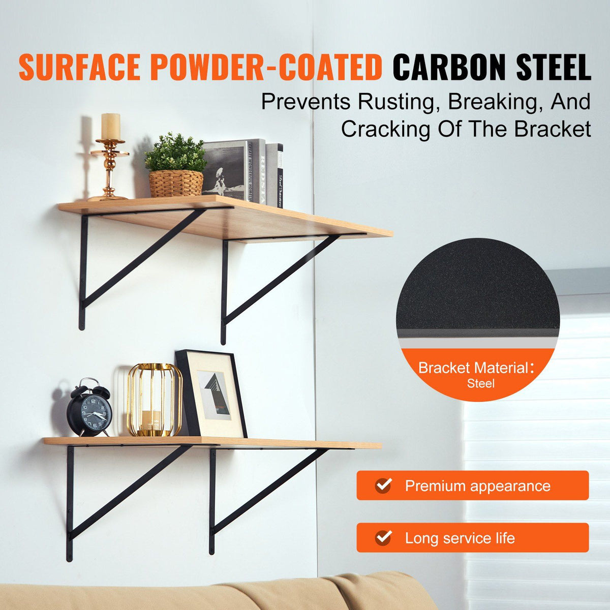 Shelf Bracket, 46 x 30.5 cm 12 Pcs, Heavy Duty Floating Shelf Brackets, Brackets for Shelves, 3mm Thick Matte Black Triangle Shelf Bracket,Steel Shelving Brackets with 72.6 kg Load Capacity