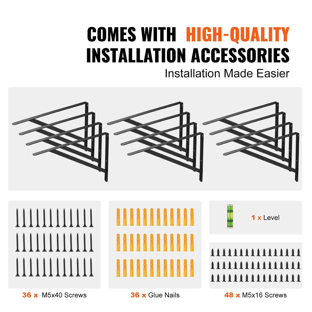 Shelf Bracket, 46 x 30.5 cm 12 Pcs, Heavy Duty Floating Shelf Brackets, Brackets for Shelves, 3mm Thick Matte Black Triangle Shelf Bracket,Steel Shelving Brackets with 72.6 kg Load Capacity