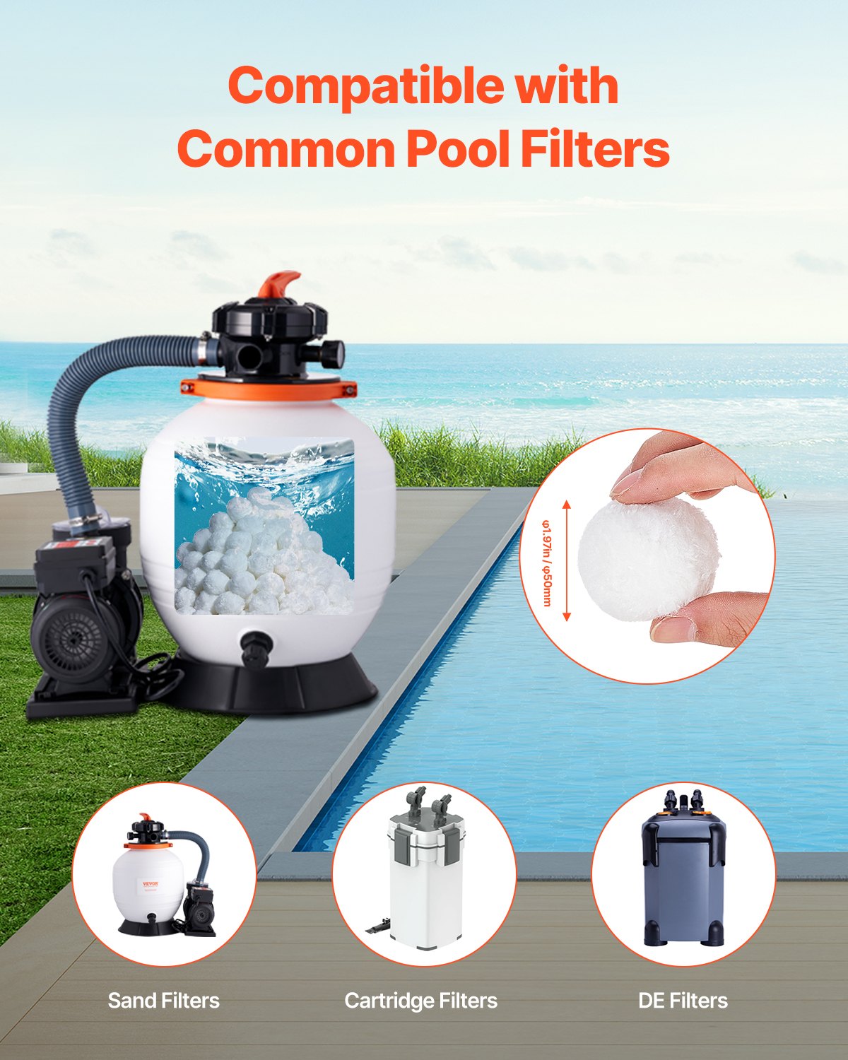 Pool Filter Balls for Sand Filter Pump 0.7 kg Reusable for Swimming Pool