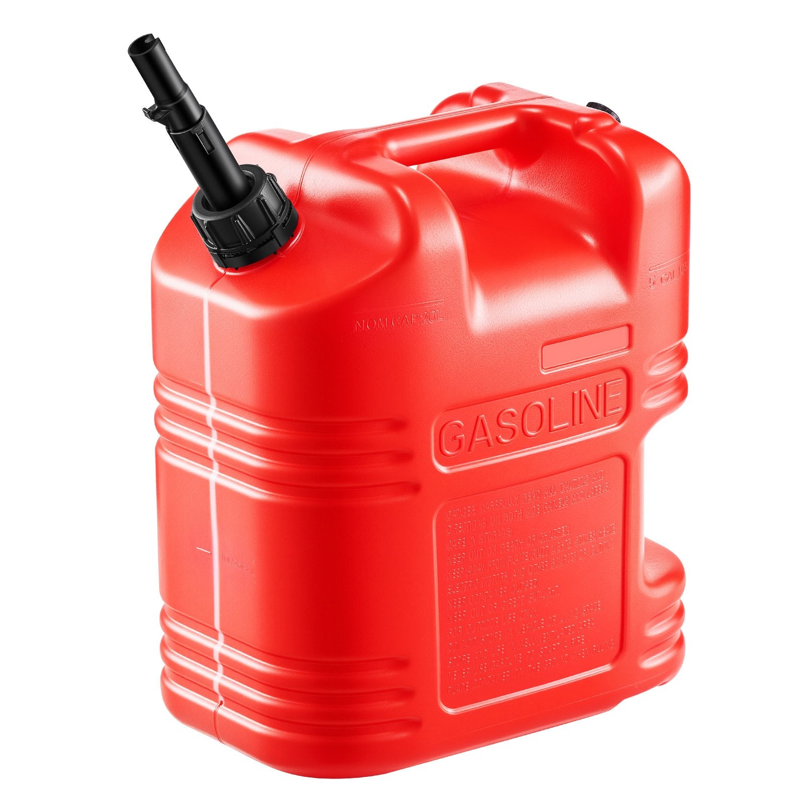 Fuel Container, 19 L, Gas Tank with Spout & Clear Scale, 15 L/min Max Flow Rate, Secure & Leak-proof, Portable Flat Fluid Container for Most Cars Motorcycle ATV UTV, Red, 1 Pack