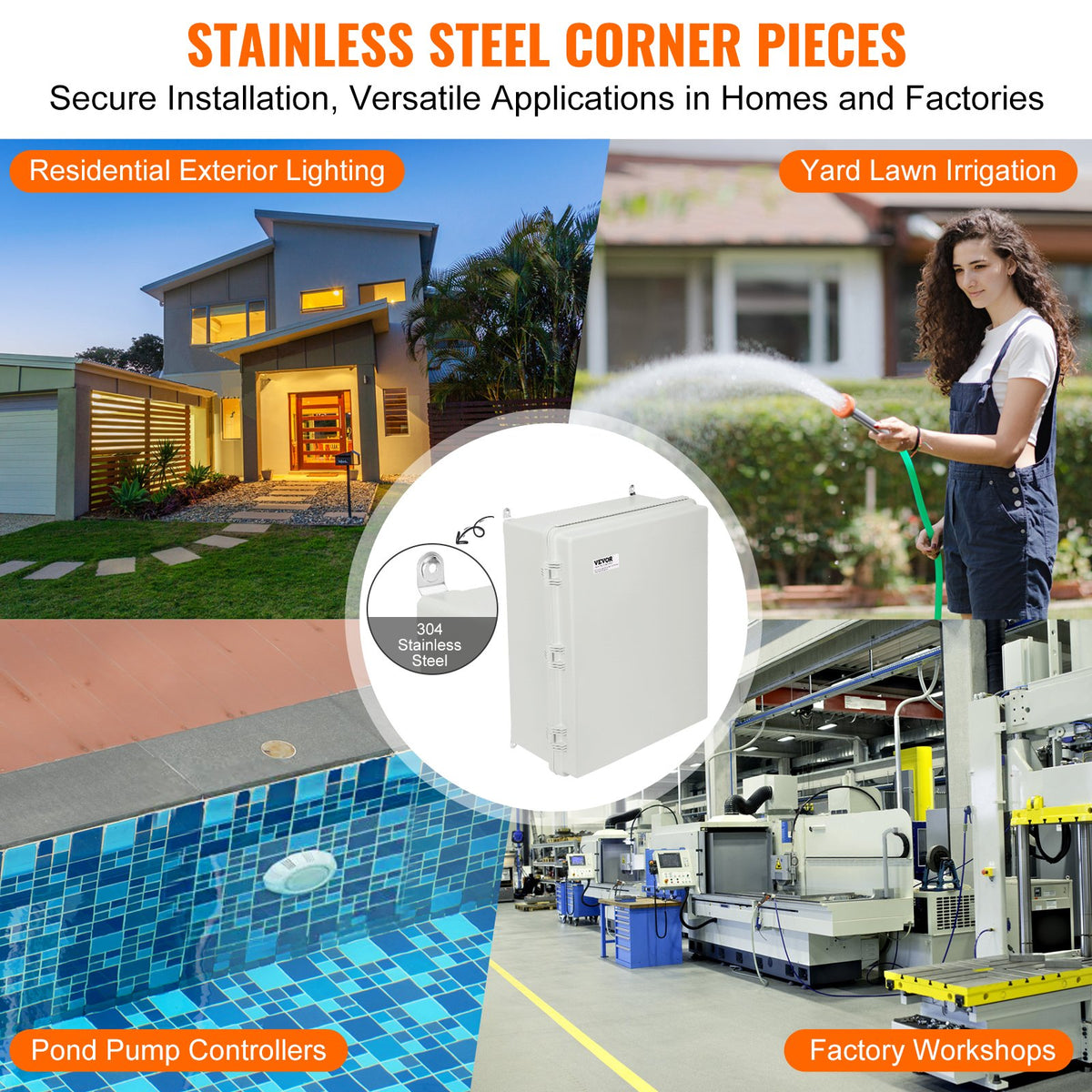 Outdoor Electrical Junction Box, 530 x 430 x 200 mm, ABS Plastic Electrical Enclosure Box with Hinged Cover Stainless Steel Latch, IP67 Dustproof Waterproof for Outdoor Electrical Projects, 21 x 17 x 8 inch