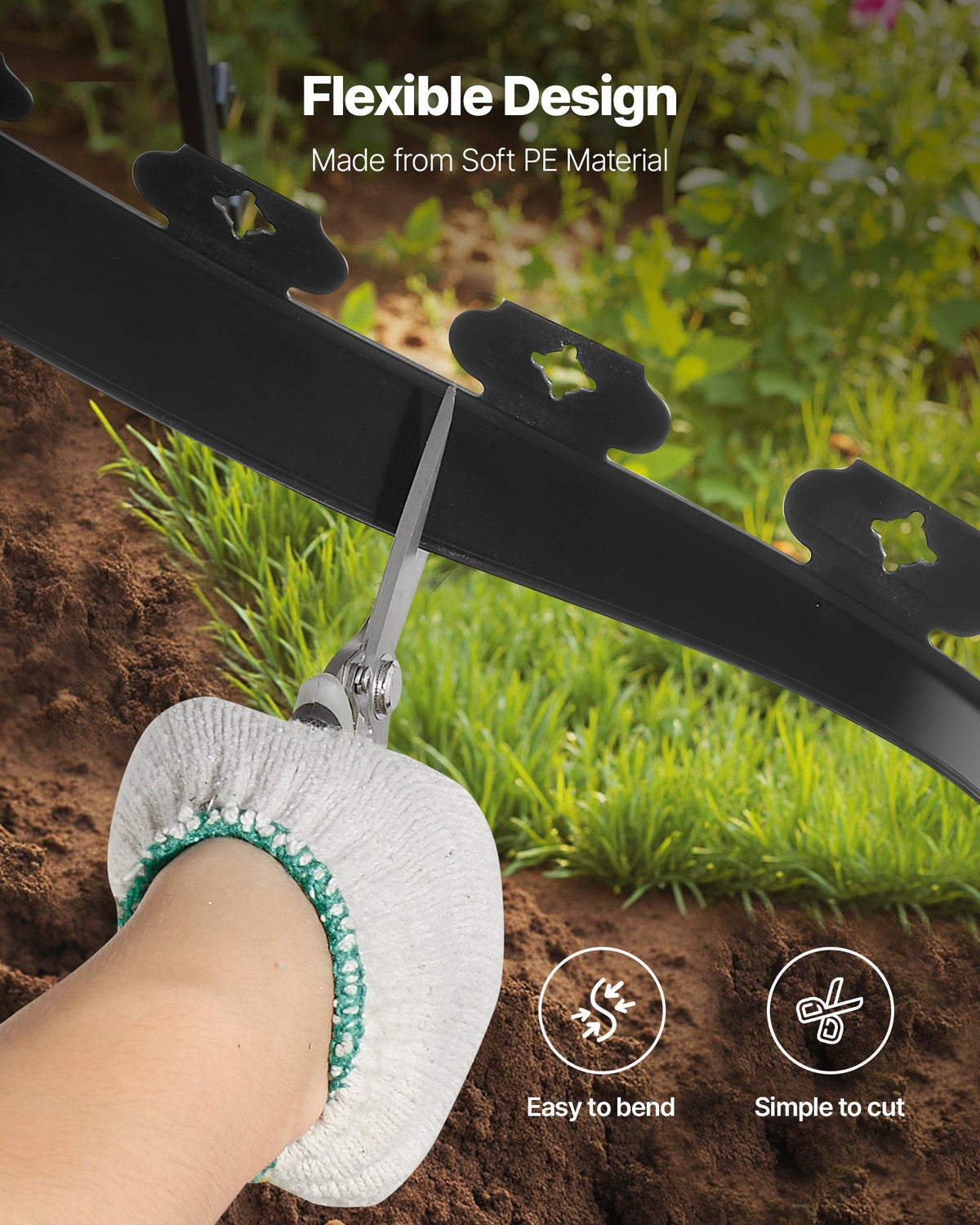 Landscape Edging, 3000 x 4 cm Plastic Garden Border Edging with 120 Spikes, No Dig, Flexible Lawn Edgings Roll, UV-Resistant Mini Fence Borders Pathway Edgings for Flower Beds Yard Paver