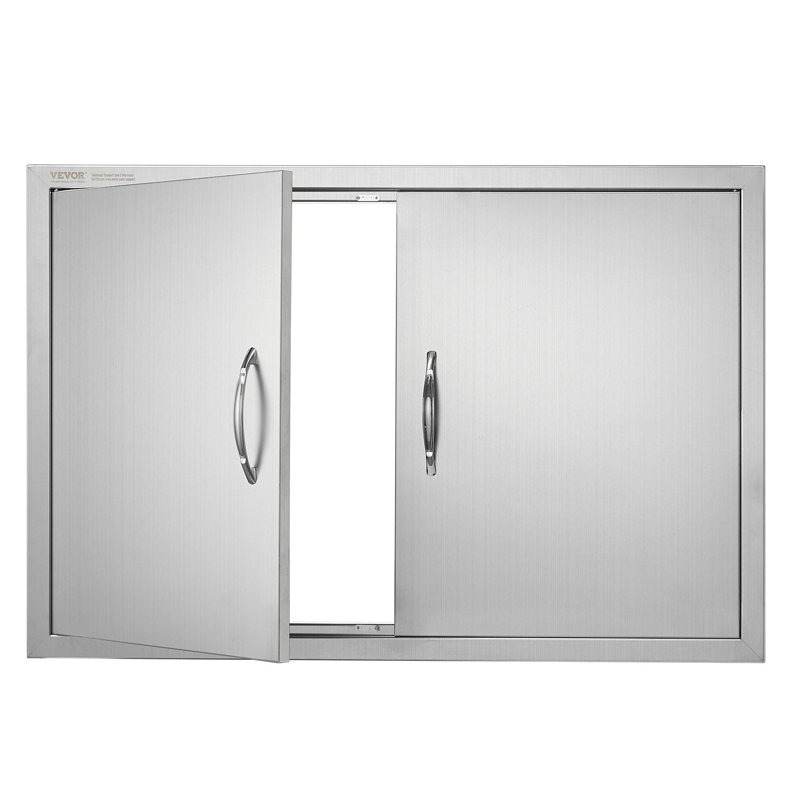 BBQ Access Door, 889x610 mm Double Outdoor Kitchen Door, Stainless Steel Flush Mount Door, Wall Vertical Door with Handles, for BBQ Island, Grilling Station, Outside Cabinet