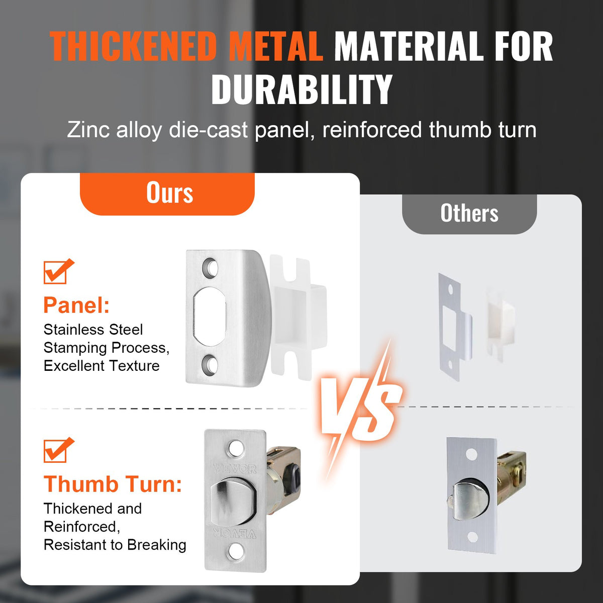 Double Door Handle Set, Satin Nickel Square Door Lever, Heavy Duty Double Front Door Handle Set with Dummy, Double Door Lock Set with Reversible Handle Lever, for Front Door or Office Door