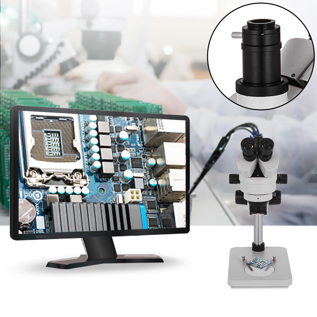 3.5X-90X Trinocular Stereo Microscope w/Pillar Stand Biological Reliable Lab