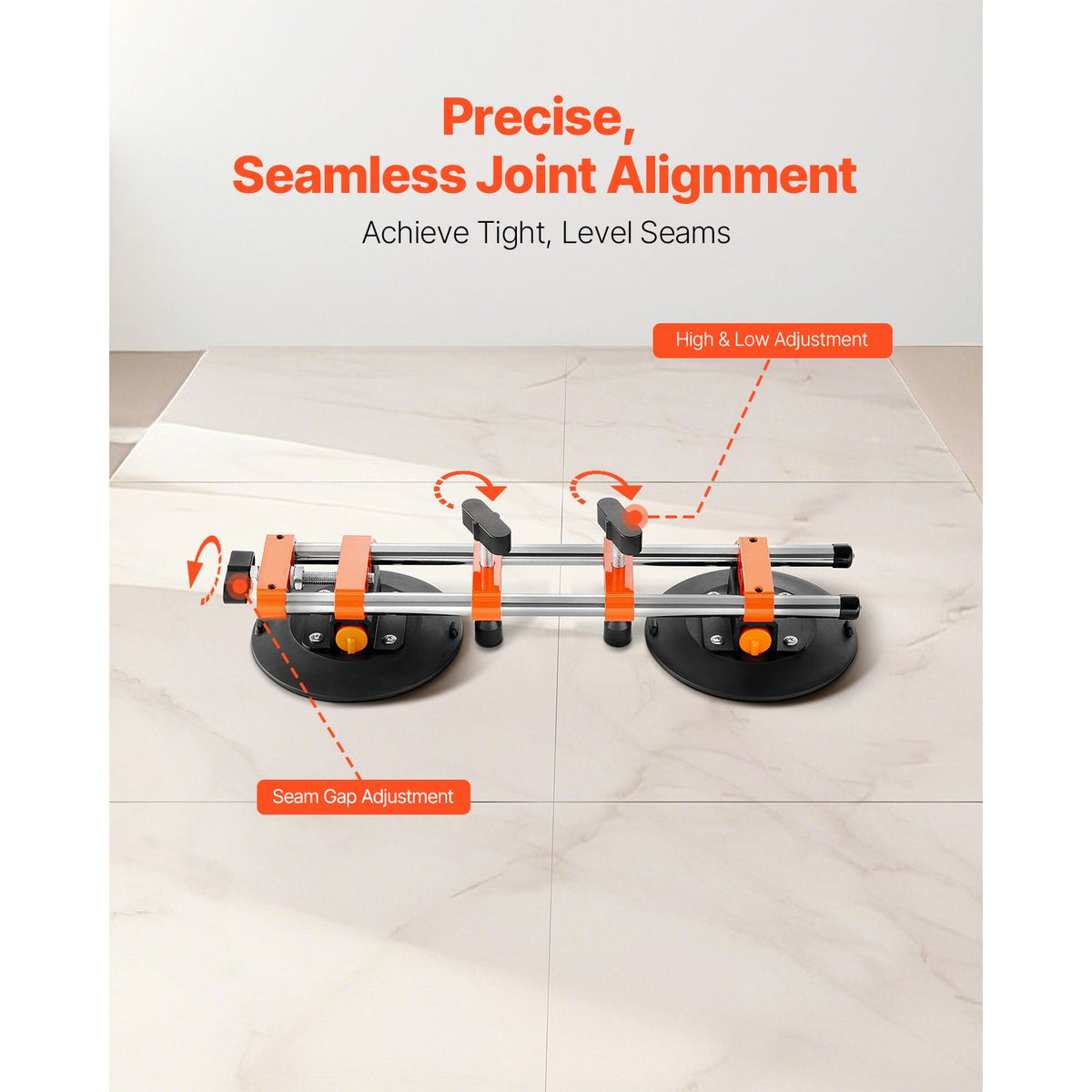 Seamless Seam Setter, 2 Packs, Granite Seam Setter with 6 in Vacuum Suction Cups & Tool Bag, Seam Joiner for Seam Joining & Leveling, Countertop Installation Tool for Tile Stone Marble Slab