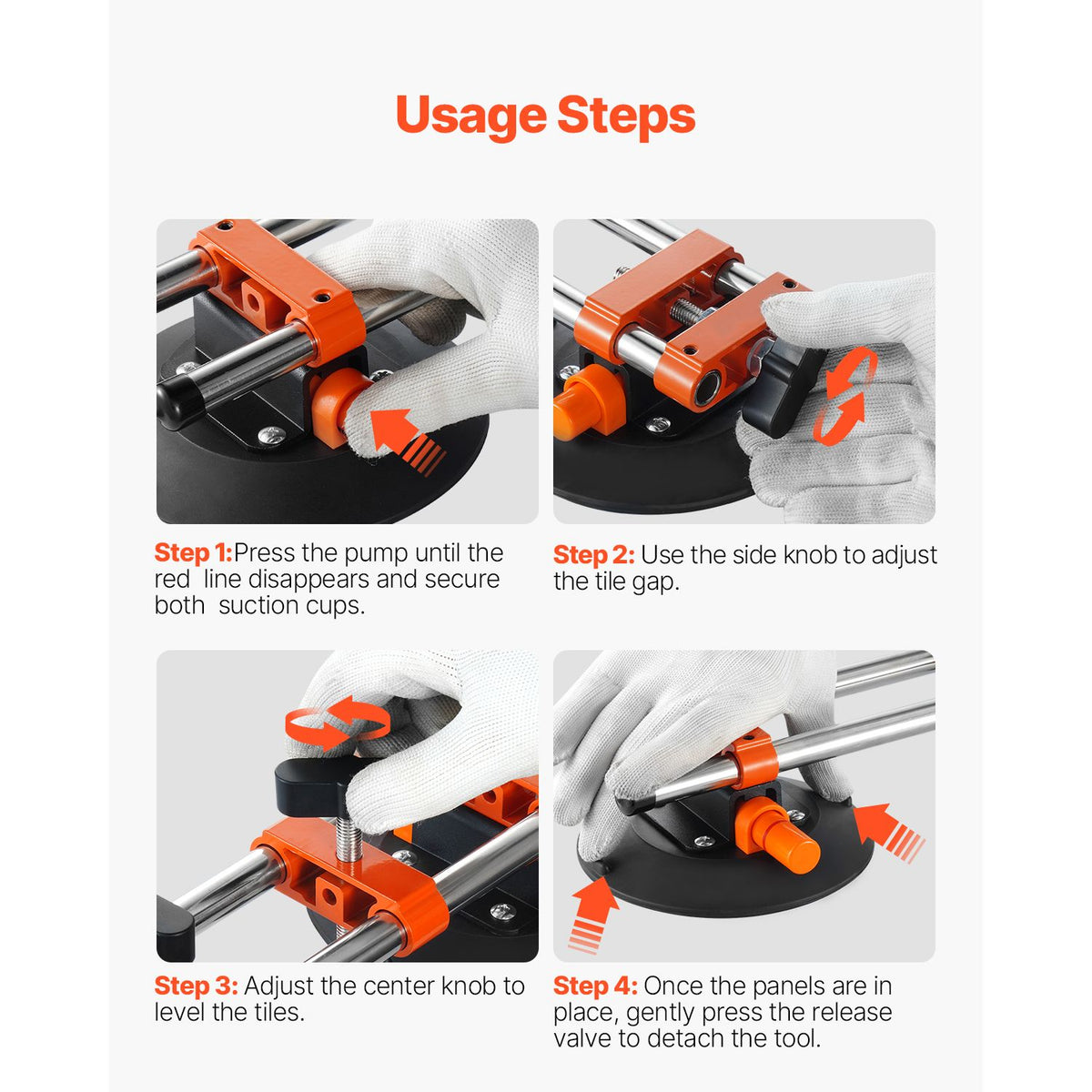 Seamless Seam Setter, 2 Packs, Granite Seam Setter with 6 in Vacuum Suction Cups & Tool Bag, Seam Joiner for Seam Joining & Leveling, Countertop Installation Tool for Tile Stone Marble Slab