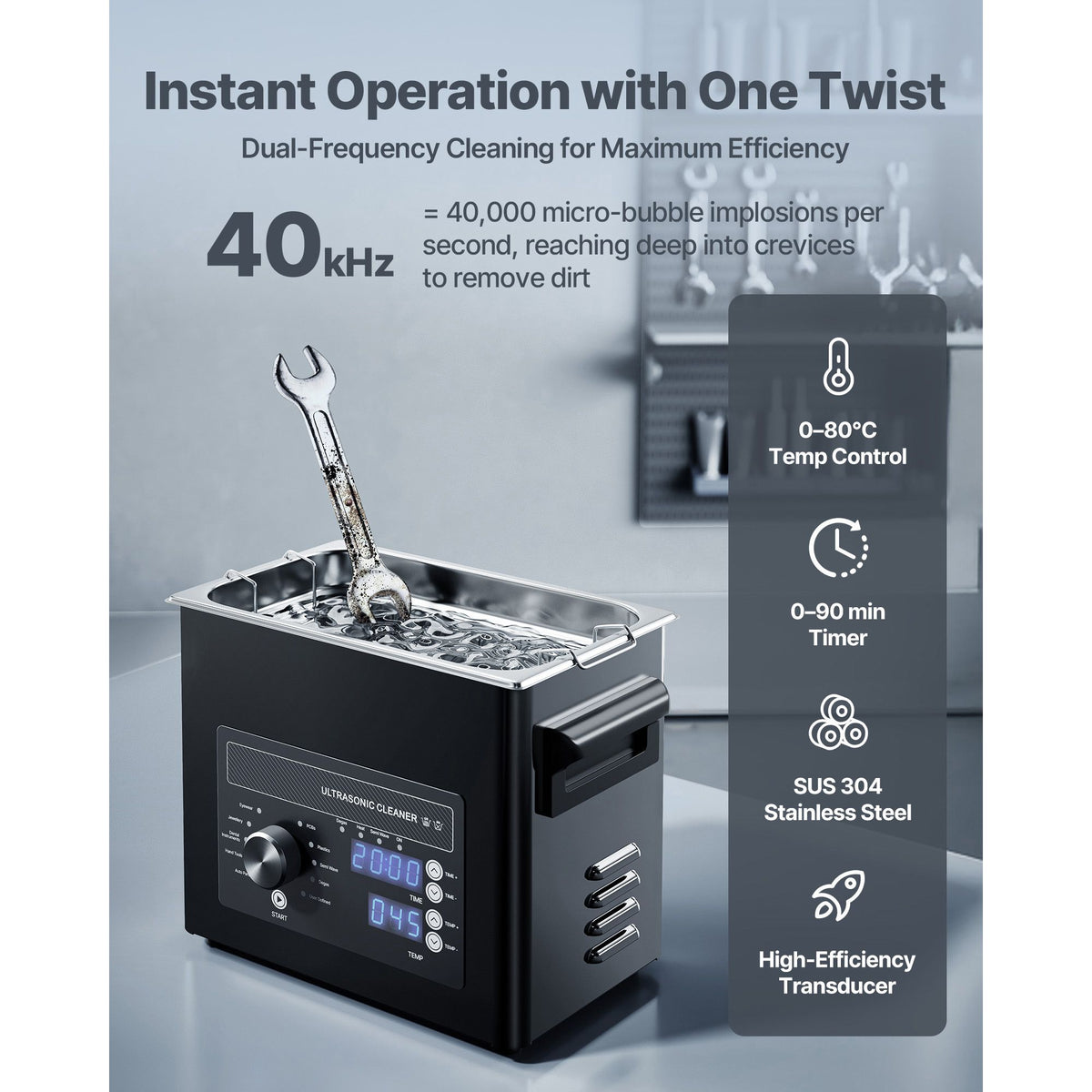 3L Ultrasonic Cleaner, Professional Ultrasonic Cleaner Machine with Knob Control, Stainless Steel Cleaning Machine with Basket and Cleaning Ball, for Watches, Razors, Jewelry, Coins and More