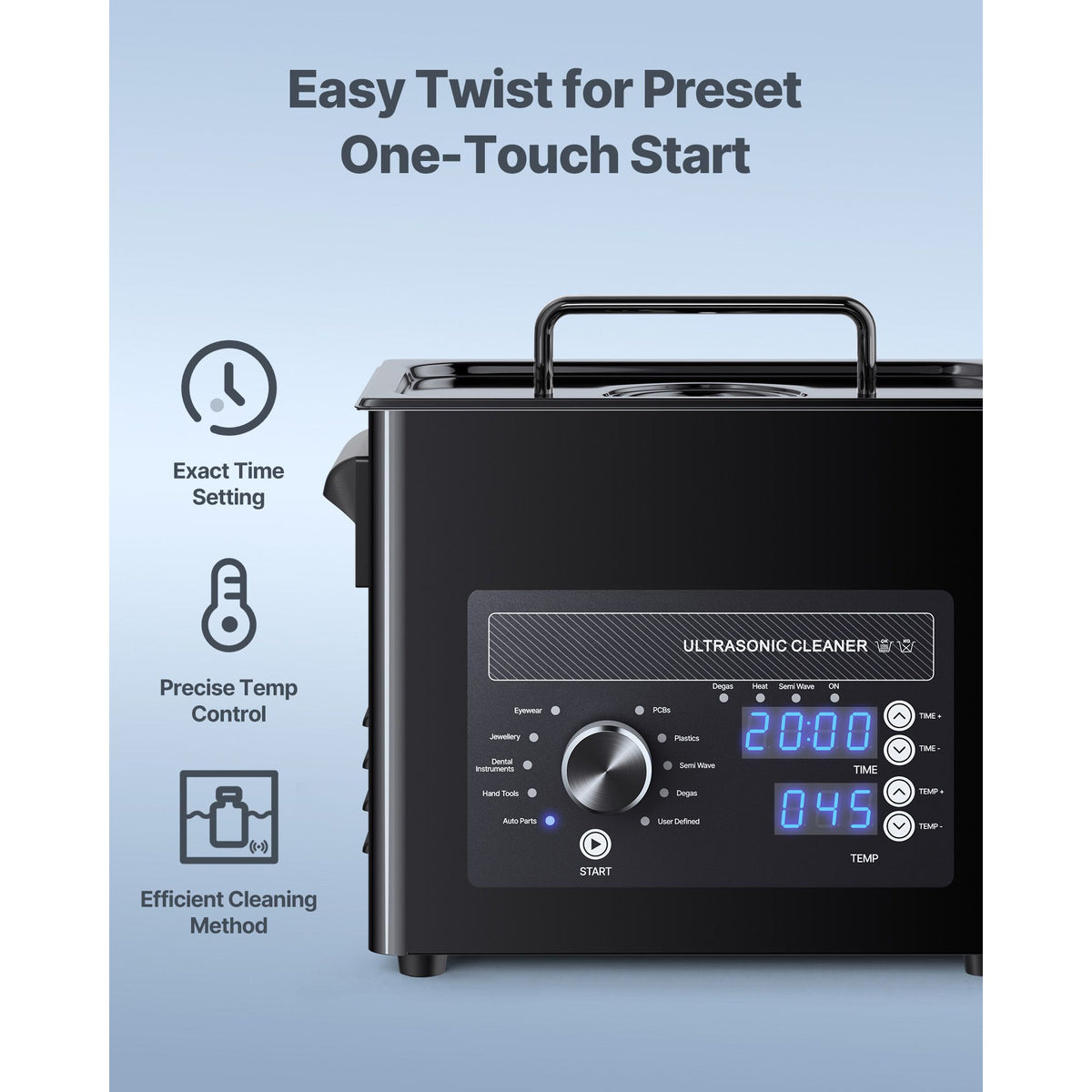 3L Ultrasonic Cleaner, Professional Ultrasonic Cleaner Machine with Knob Control, Stainless Steel Cleaning Machine with Basket and Cleaning Ball, for Watches, Razors, Jewelry, Coins and More