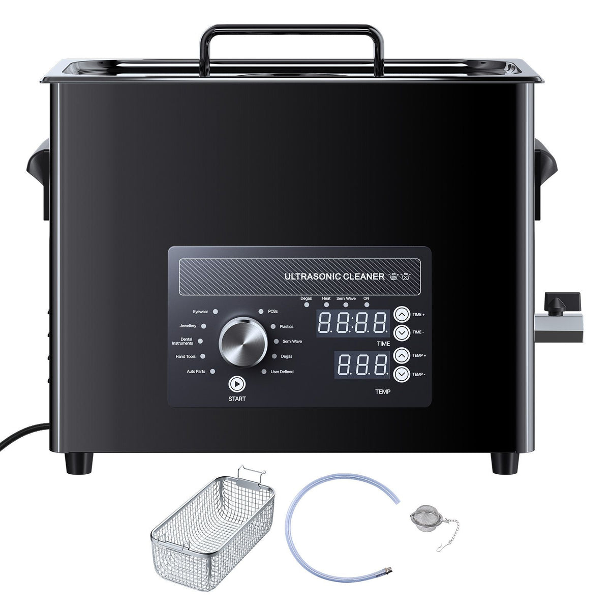 6L Ultrasonic Cleaner, Professional Ultrasonic Cleaner Machine with Knob Control, Stainless Steel Cleaning Machine with Basket and Cleaning Ball, for Watches, Razors, Jewelry, Coins and More