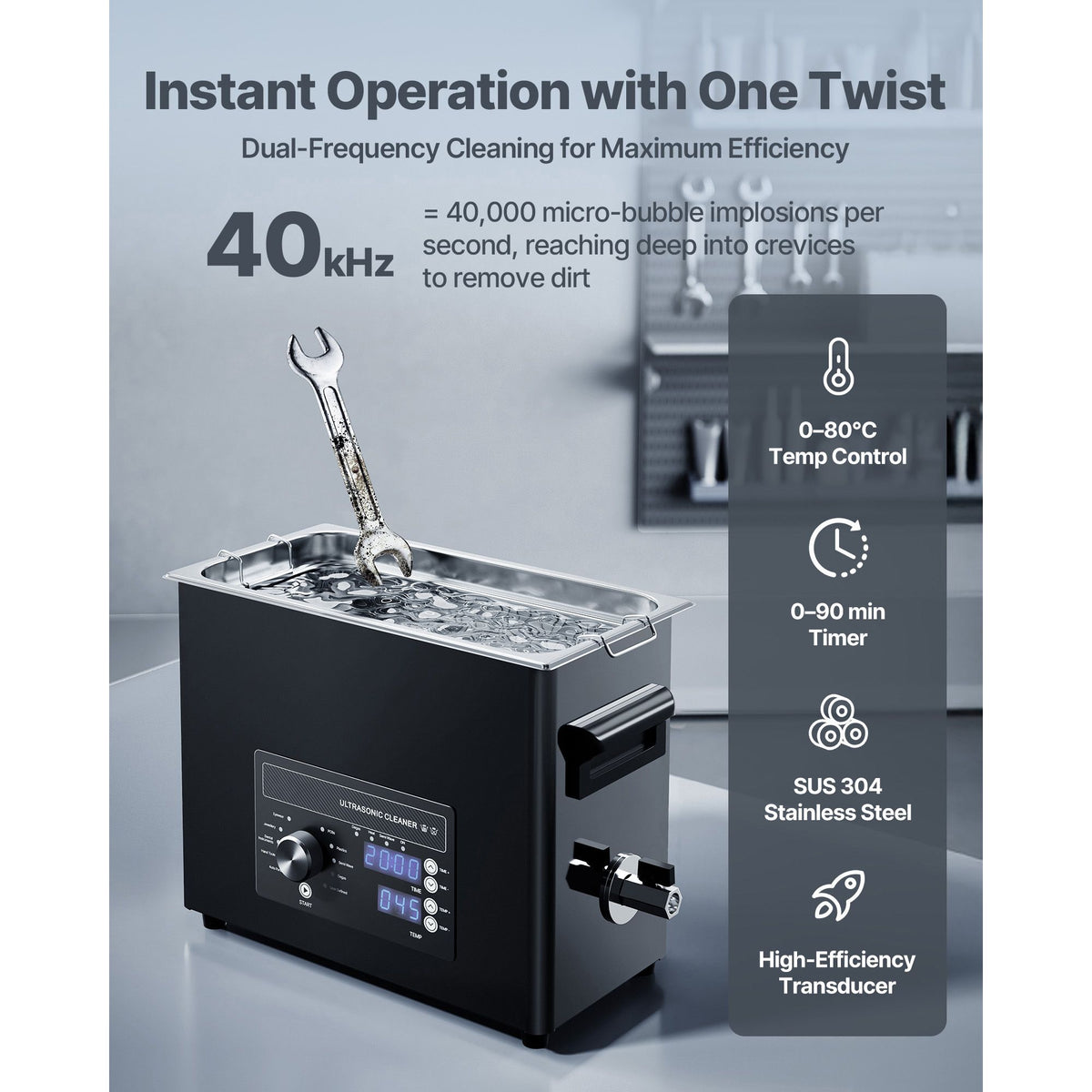 6L Ultrasonic Cleaner, Professional Ultrasonic Cleaner Machine with Knob Control, Stainless Steel Cleaning Machine with Basket and Cleaning Ball, for Watches, Razors, Jewelry, Coins and More