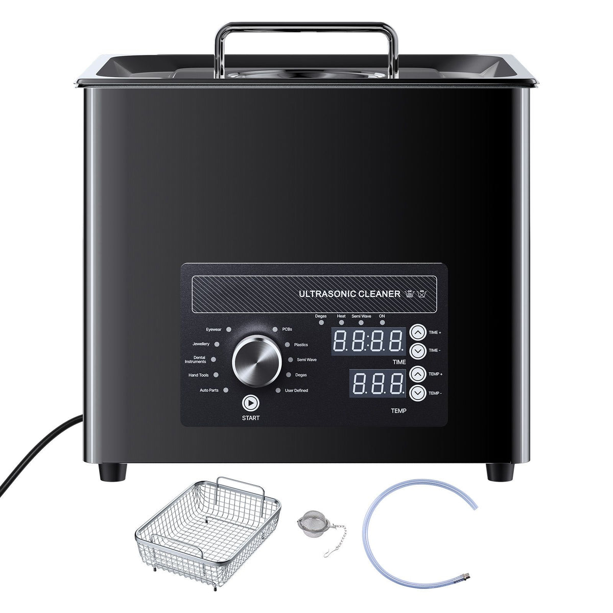 10L Ultrasonic Cleaner, Professional Ultrasonic Cleaner Machine with Knob Control, Stainless Steel Cleaning Machine with Basket and Cleaning Ball, for Watches, Razors, Jewelry, Coins and More
