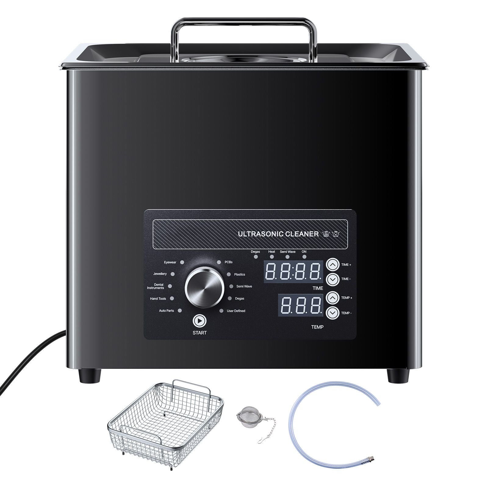 10L Ultrasonic Cleaner, Professional Ultrasonic Cleaner Machine with Knob Control, Stainless Steel Cleaning Machine with Basket and Cleaning Ball, for Watches, Razors, Jewelry, Coins and More