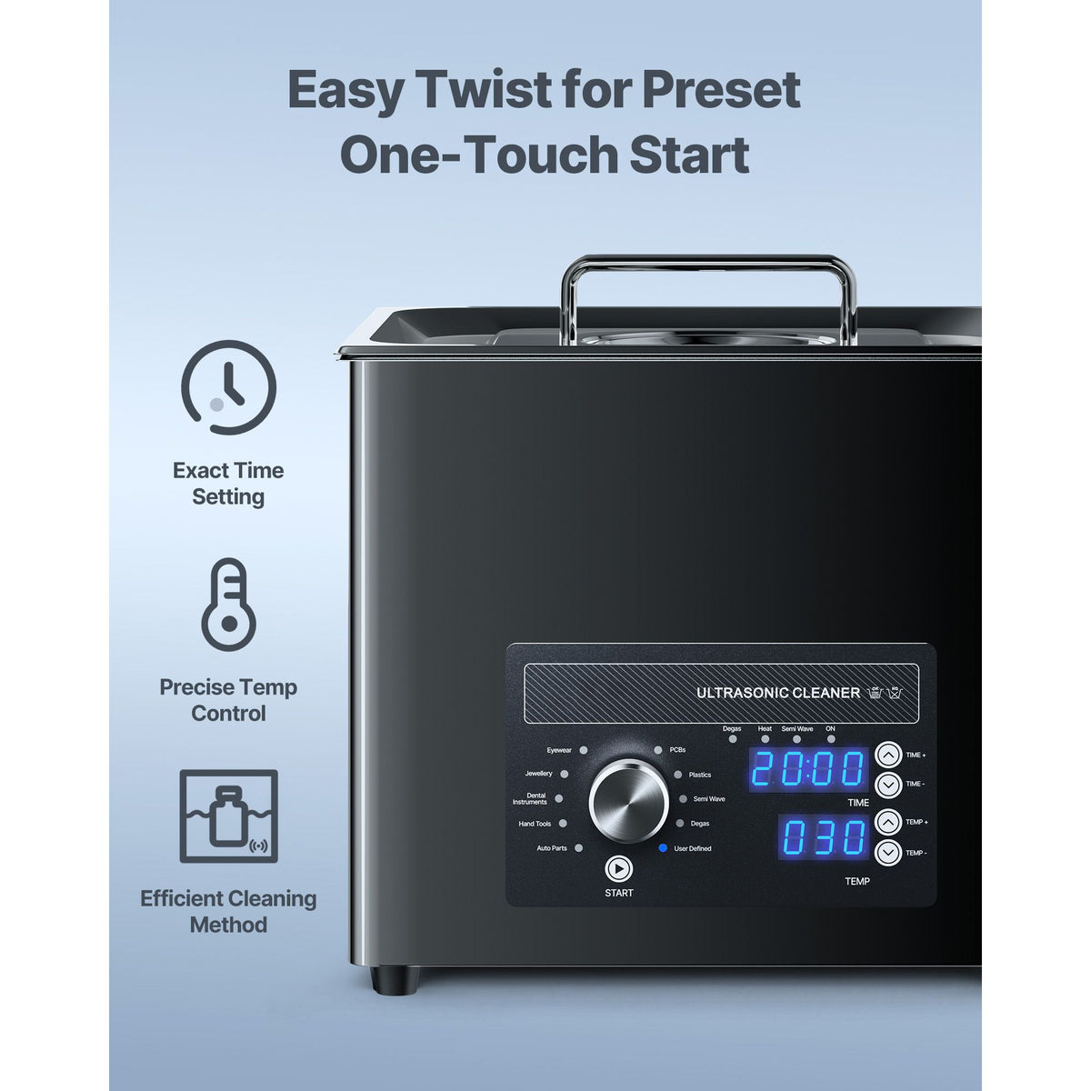 10L Ultrasonic Cleaner, Professional Ultrasonic Cleaner Machine with Knob Control, Stainless Steel Cleaning Machine with Basket and Cleaning Ball, for Watches, Razors, Jewelry, Coins and More