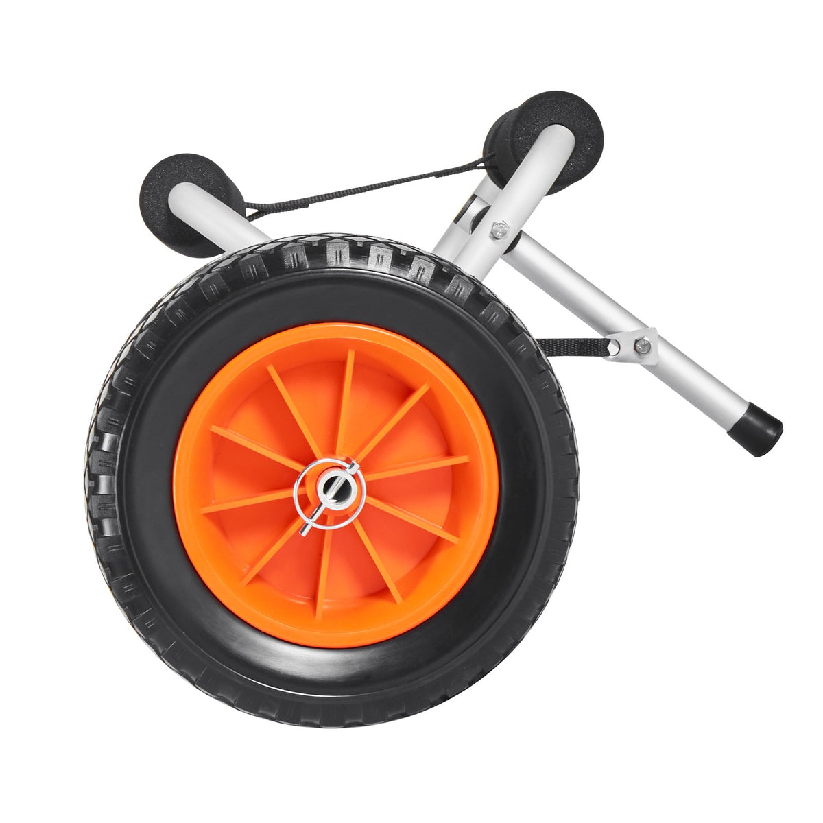 Kayak Cart, 90 kg Load Capacity, Foldable Kayak Trolley with 25.4 cm Solid Rubber Tires & 1 Ratchet Strap, Paddle Board Trolley for Carrying Kayaks, Canoes, Paddleboards, Float Mats, Jon Boats