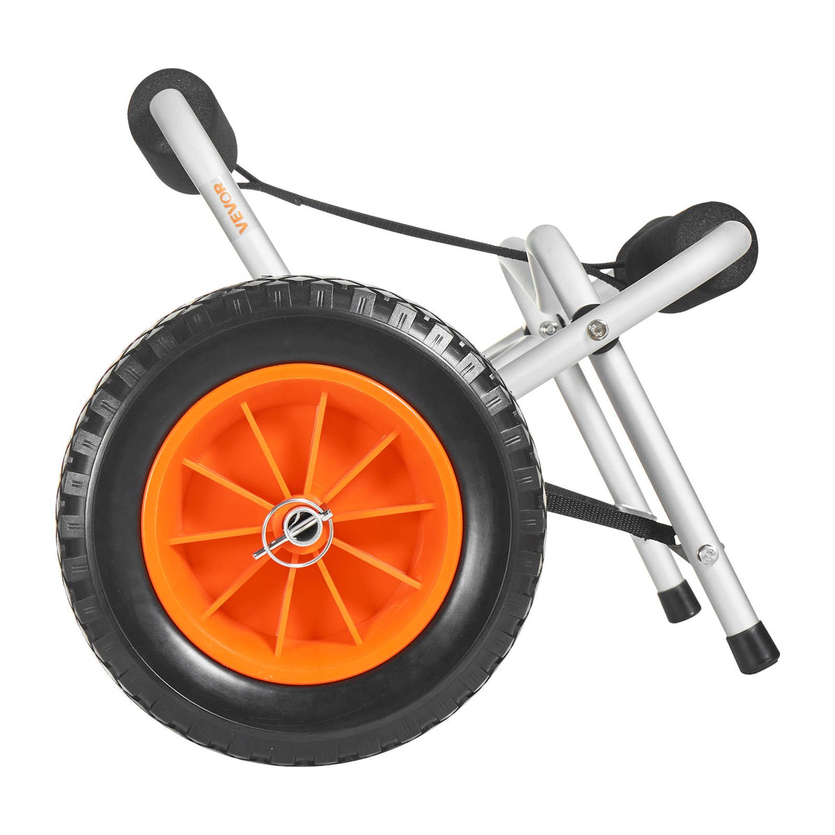 Kayak Cart, 113.4 kg Load Capacity, Foldable Kayak Trolley with 25.4 cm Solid Rubber Tires & 1 Ratchet Strap, Paddle Board Trolley for Carrying Kayaks, Canoes, Paddleboards, Float Mats,Jon Boats