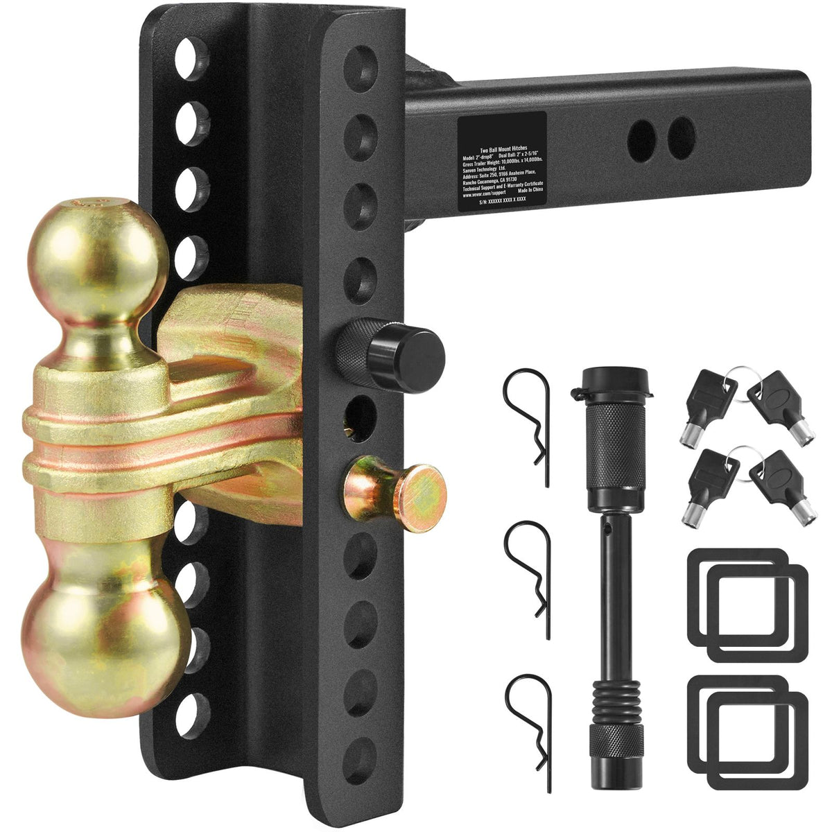 Adjustable Trailer Hitch, 203.2 mm Drop & 165.1 mm Ri - V952-SQTQJTCB22259NAWHV0