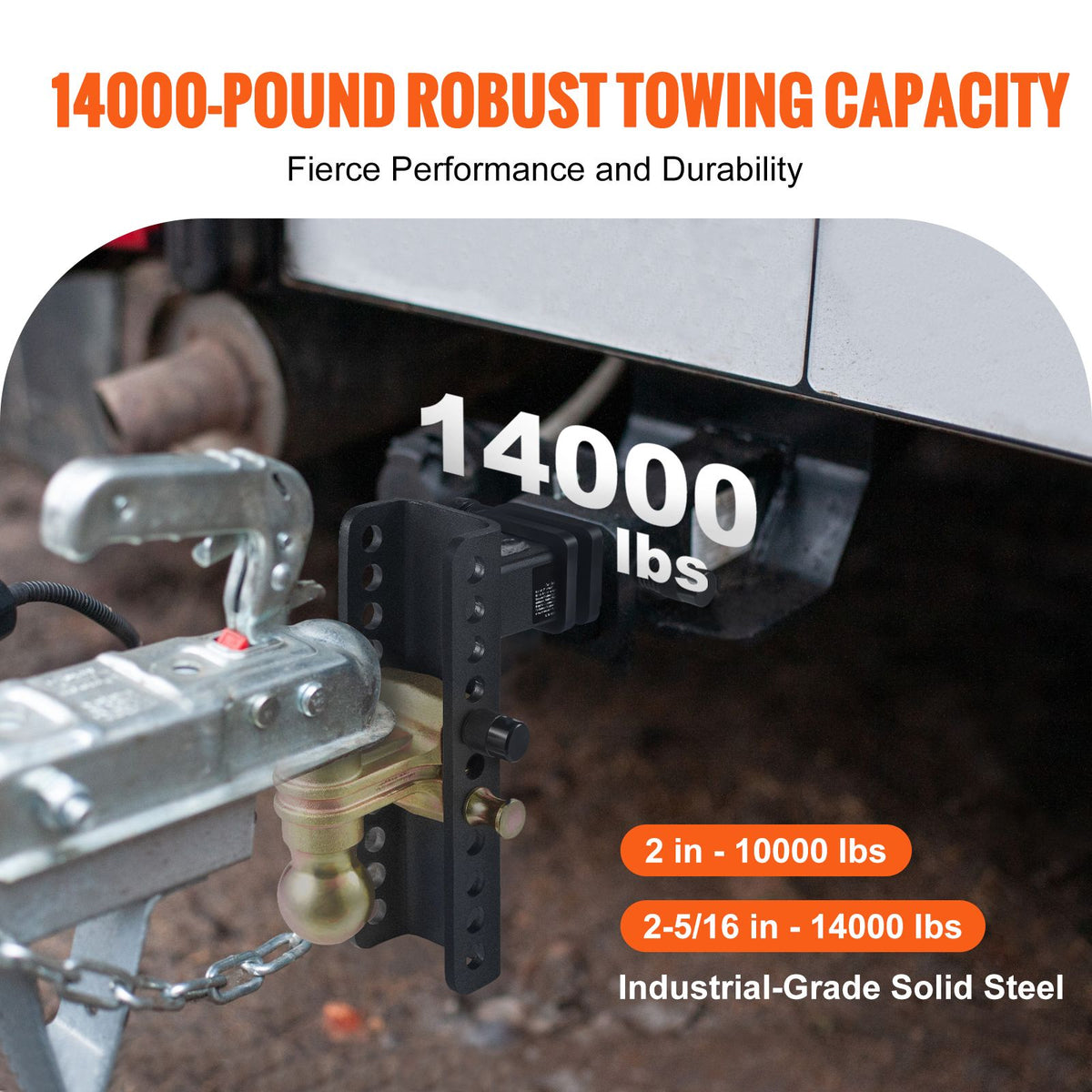 Adjustable Trailer Hitch, 203.2 mm Drop & 165.1 mm Ri - V952-SQTQJTCB22259NAWHV0