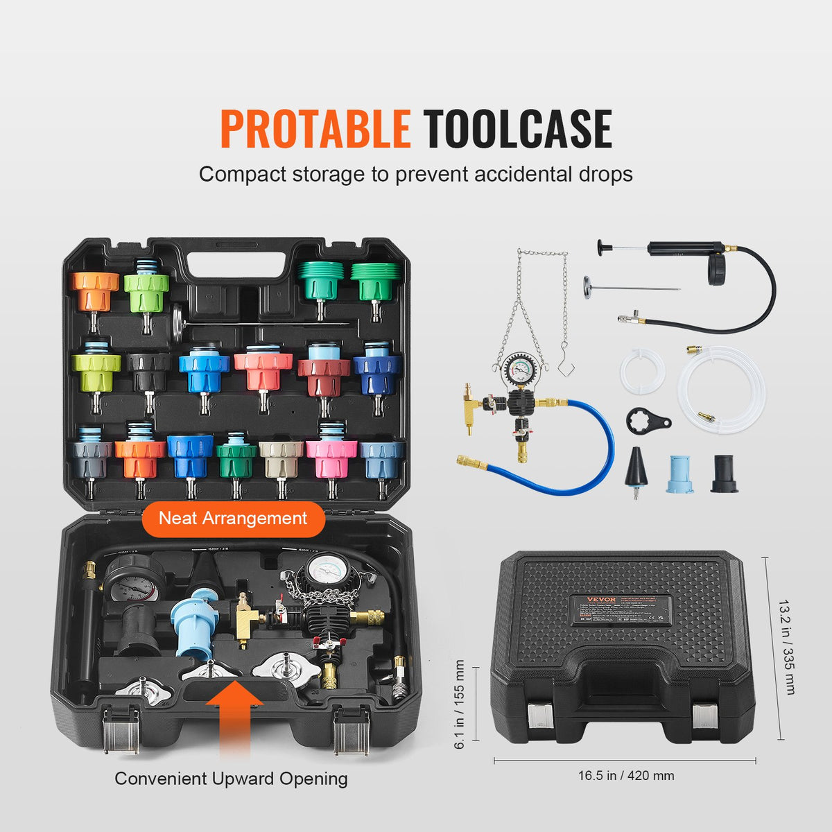 28 pcs Universal Radiator Pressure Tester Kit, Coolant Pressure Tester Kit with Manual Pump and Color-coded Test Caps, Coolant Vacuum Refill kit for Cars Motorcycles Trucks Cooling System